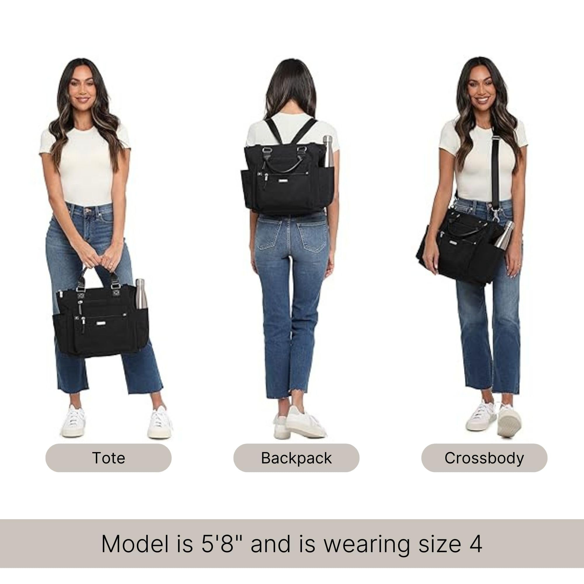 3-in-1 Convertible Backpack Tote Handbag - 15x12" Lightweight Travel Bag w/ RFID Phone Wristlet - Image 5