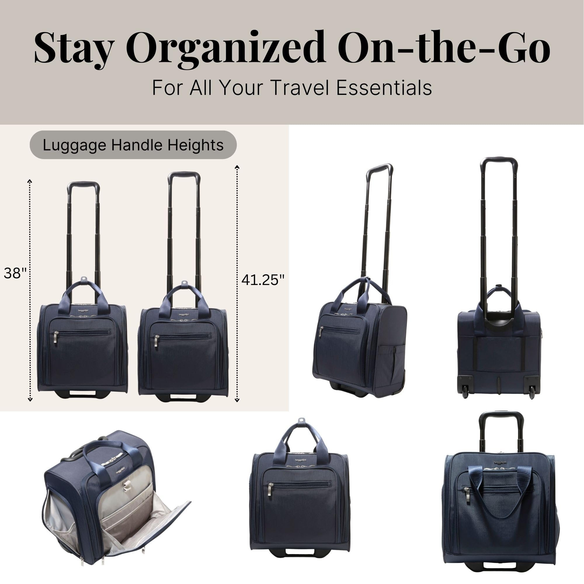 Baggallini 2 Wheel Underseater Carry-On - Lightweight Travel Weekender Luggage - Image 6