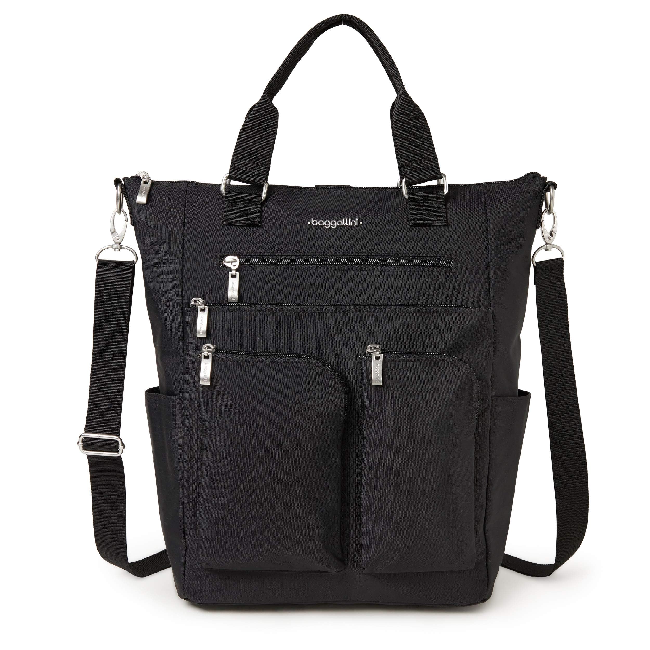 Baggallini All Set 3 in 1 Tote Backpack - 15"x10.5" Lightweight Travel Bag w/RFID Phone Wristlet