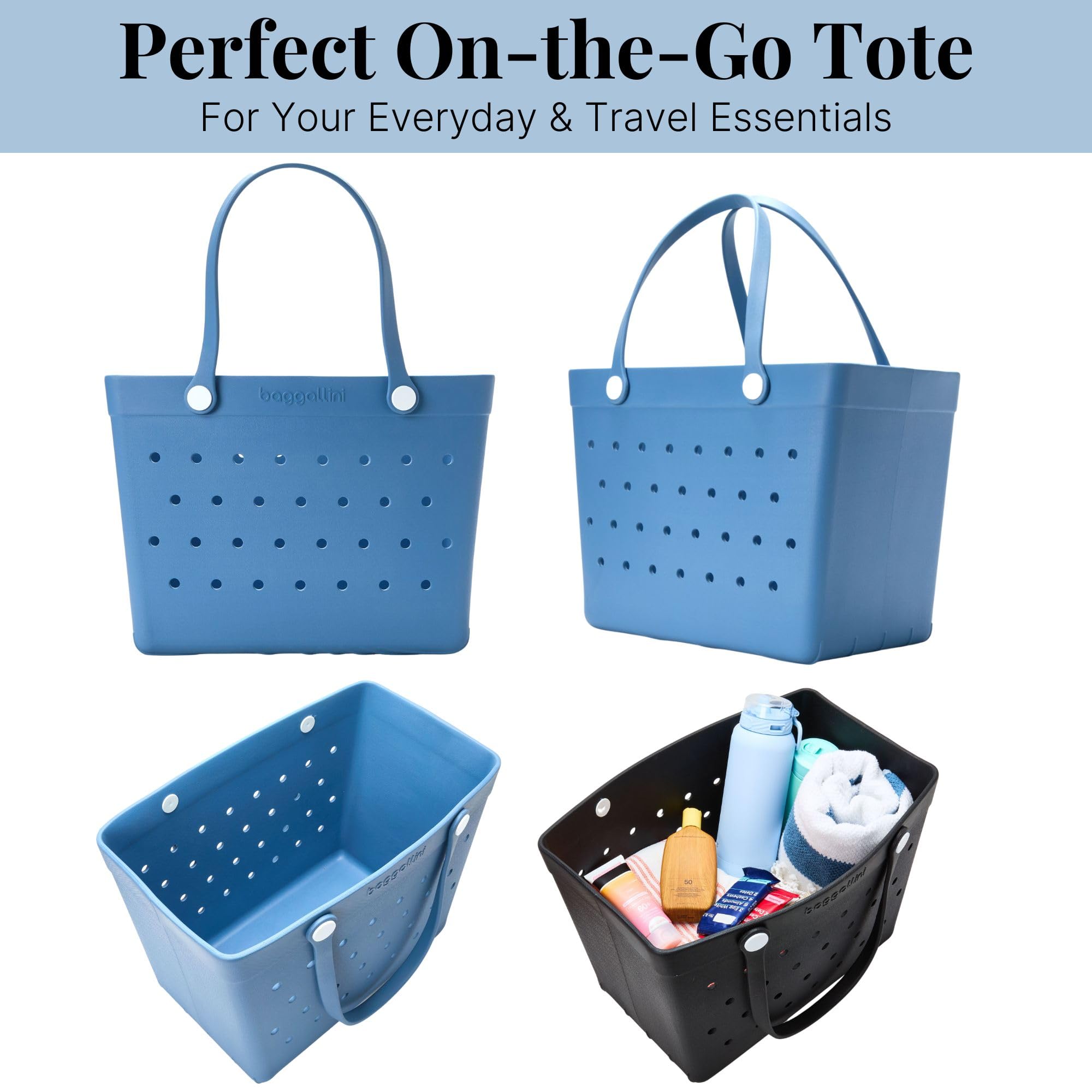 Baggallini Breeze Tote - 9"x18" Lightweight Washable Shoulder Bag - EVA Durable Beach Bag - Image 5