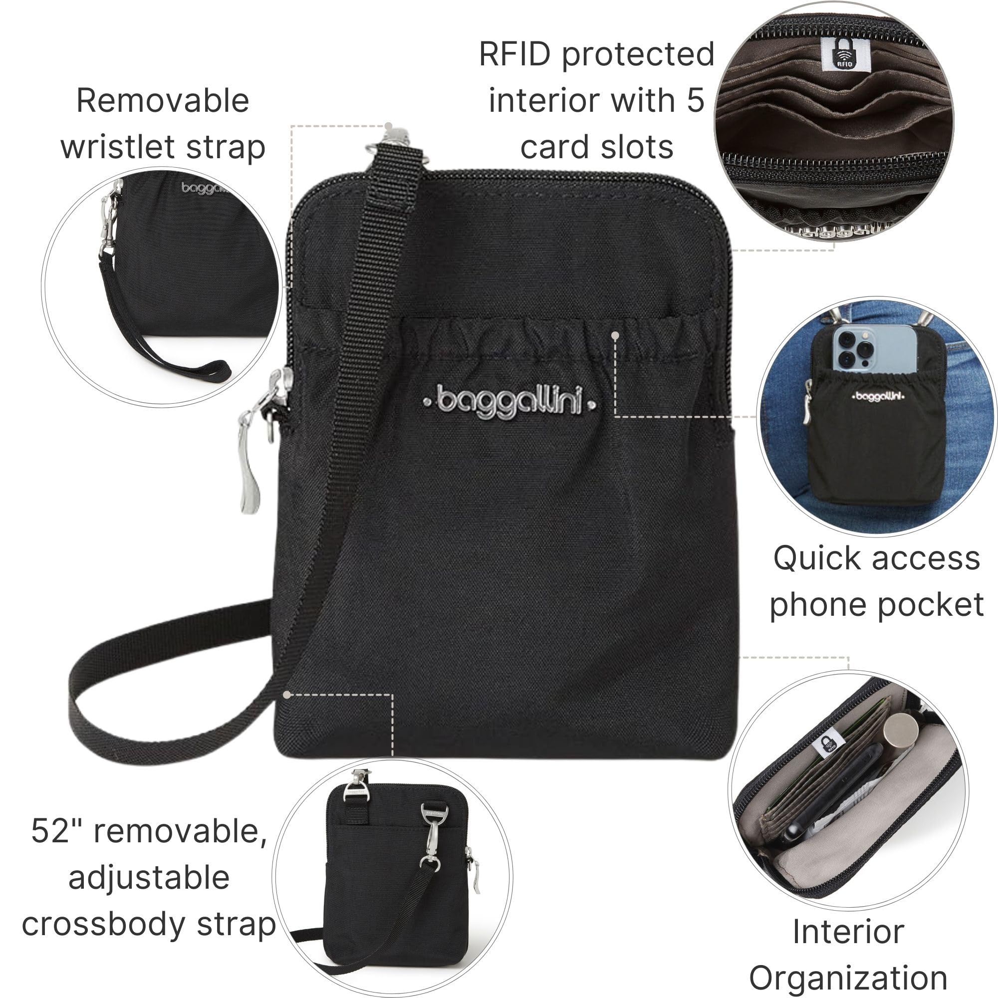 Baggallini Bryant Pouch Small Crossbody Bag for Women - Phone Purse with Crossbody Strap - Lightweight Crossbody Pouch - Image 5