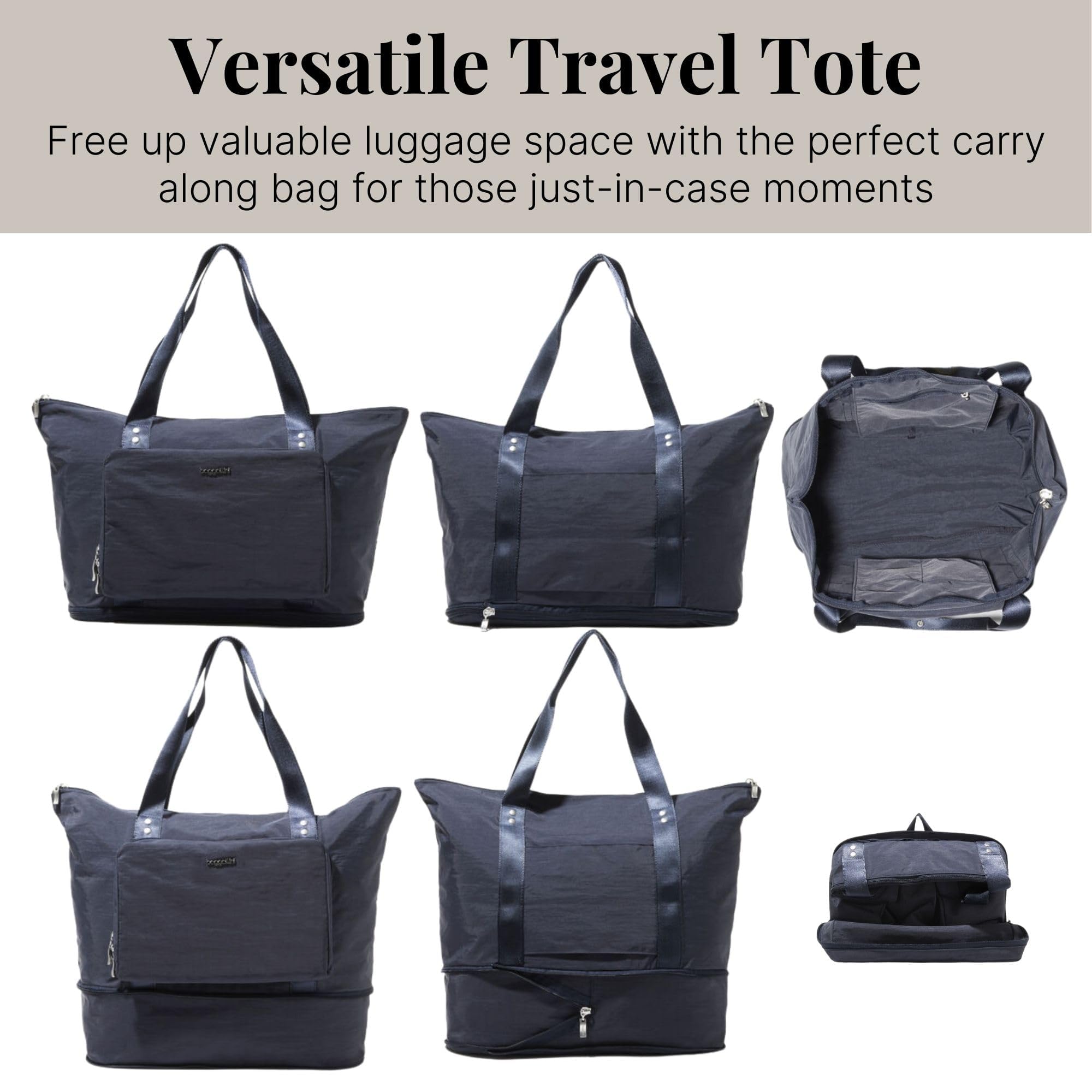 Baggallini Carryall Expandable Lightweight Travel Tote 22" Packable Folding Compact Nylon Washable Weekender w/Luggage Sleeve - Image 6