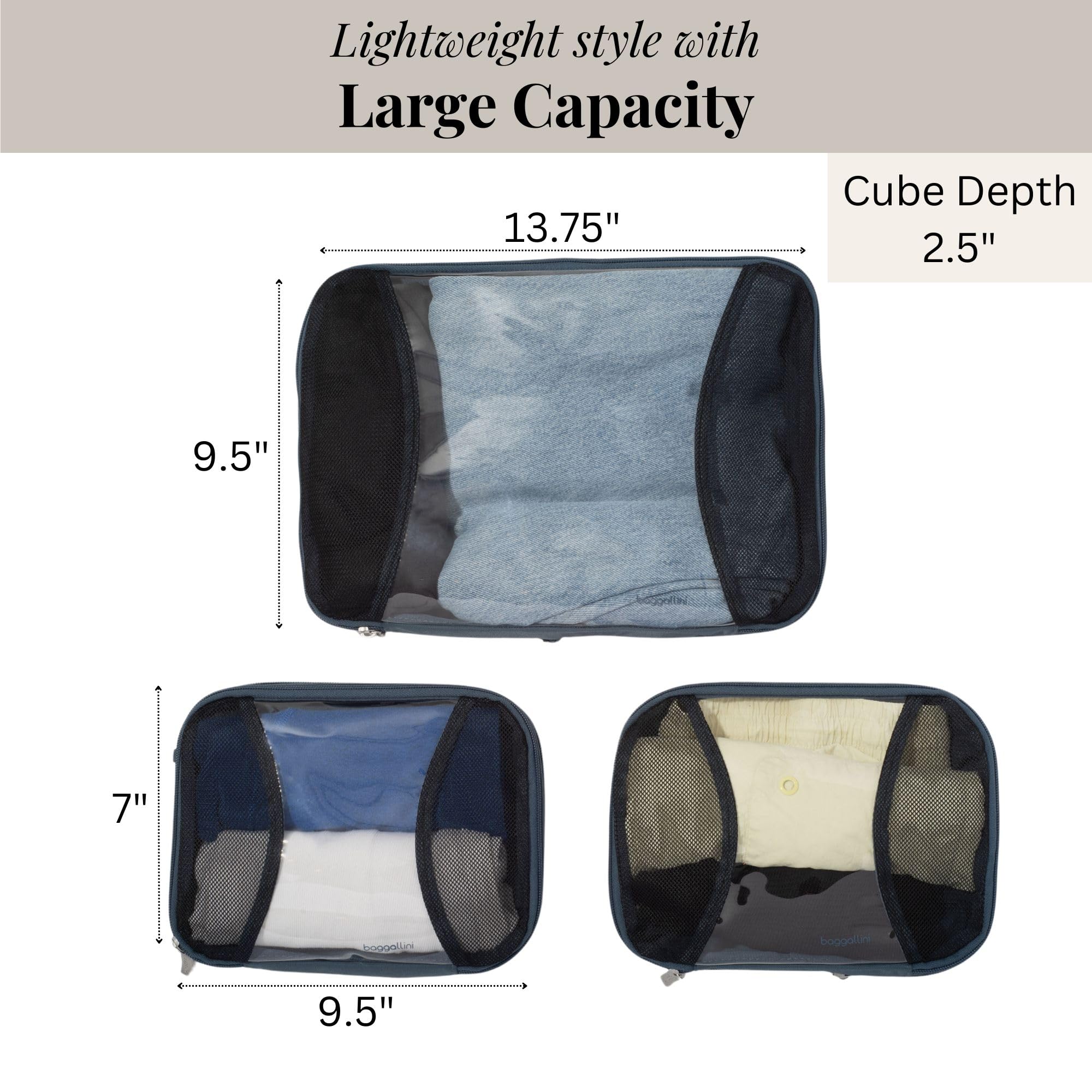 Baggallini Compression Cube 3-piece set - Lightweight Compression Packing Cubes for Travel - Image 4