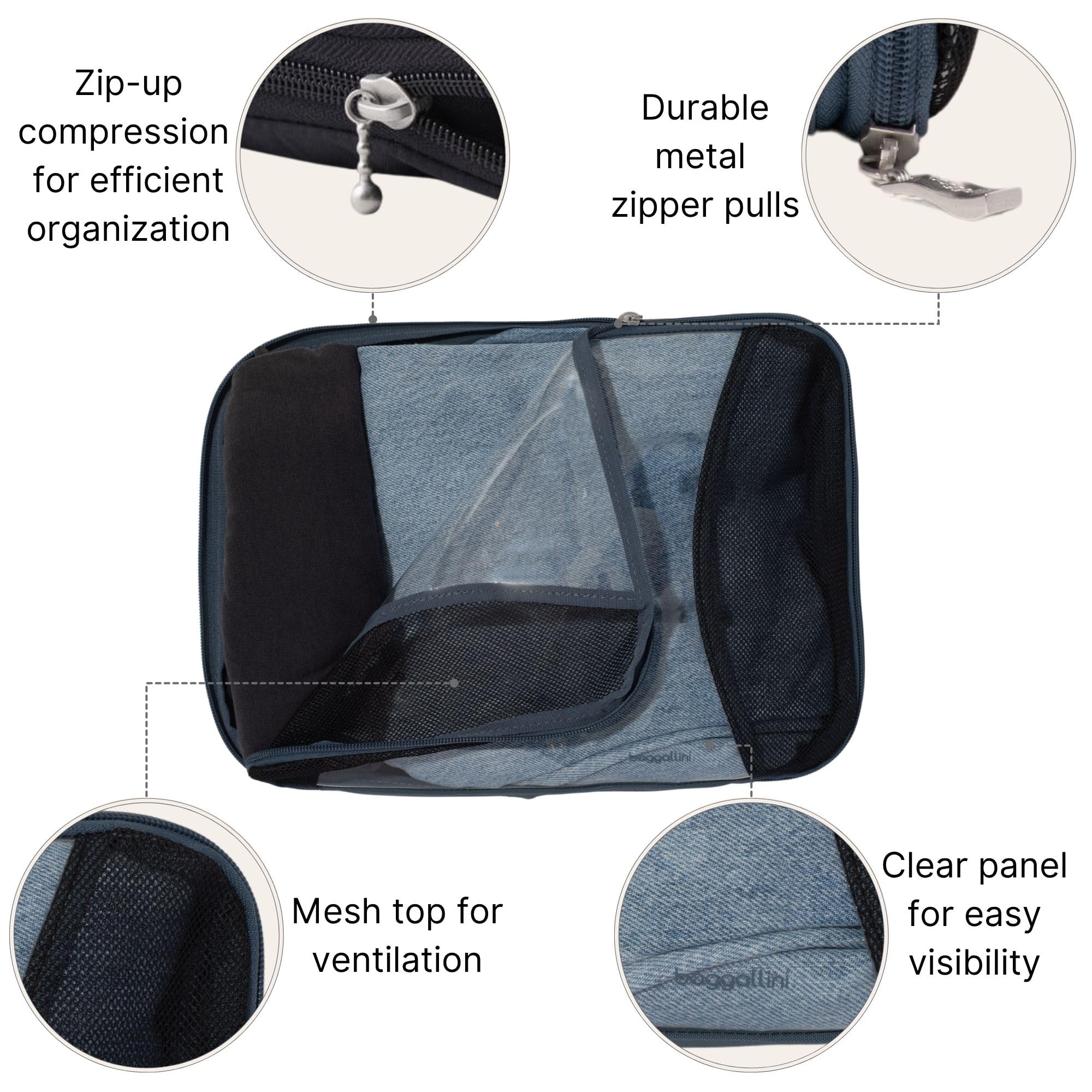 Baggallini Compression Cube 4-piece set - Lightweight Compression Packing Cubes for Travel - Image 3