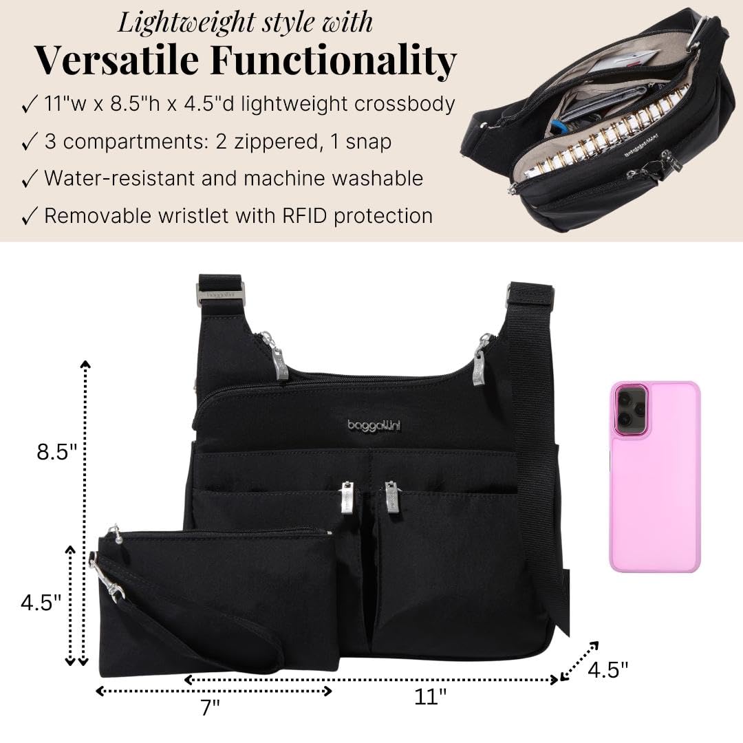 Baggallini Crossbody Travel Bag 11x8.5 Lightweight Water-resistant Nylon Handbag - Image 4