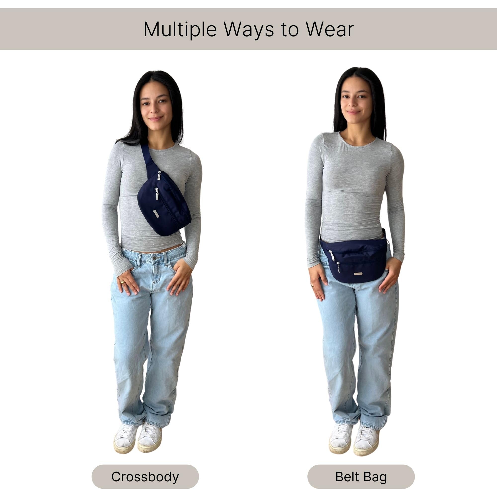 Baggallini Essential Belt Bag - 19x6" Crossbody Fanny Pack Waist Pack w/RFID & Adjustable Strap - Image 4