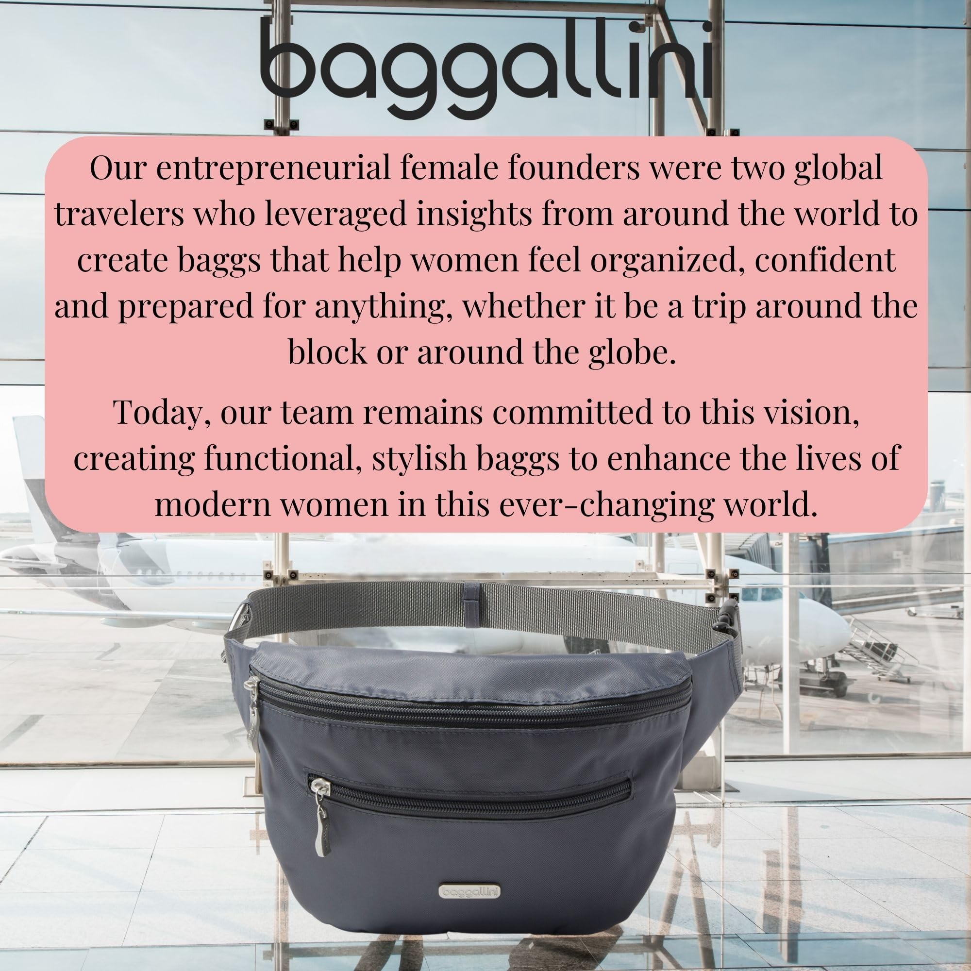 Baggallini Essential Belt Bag - 19x6" Crossbody Fanny Pack Waist Pack w/RFID & Adjustable Strap - Image 6