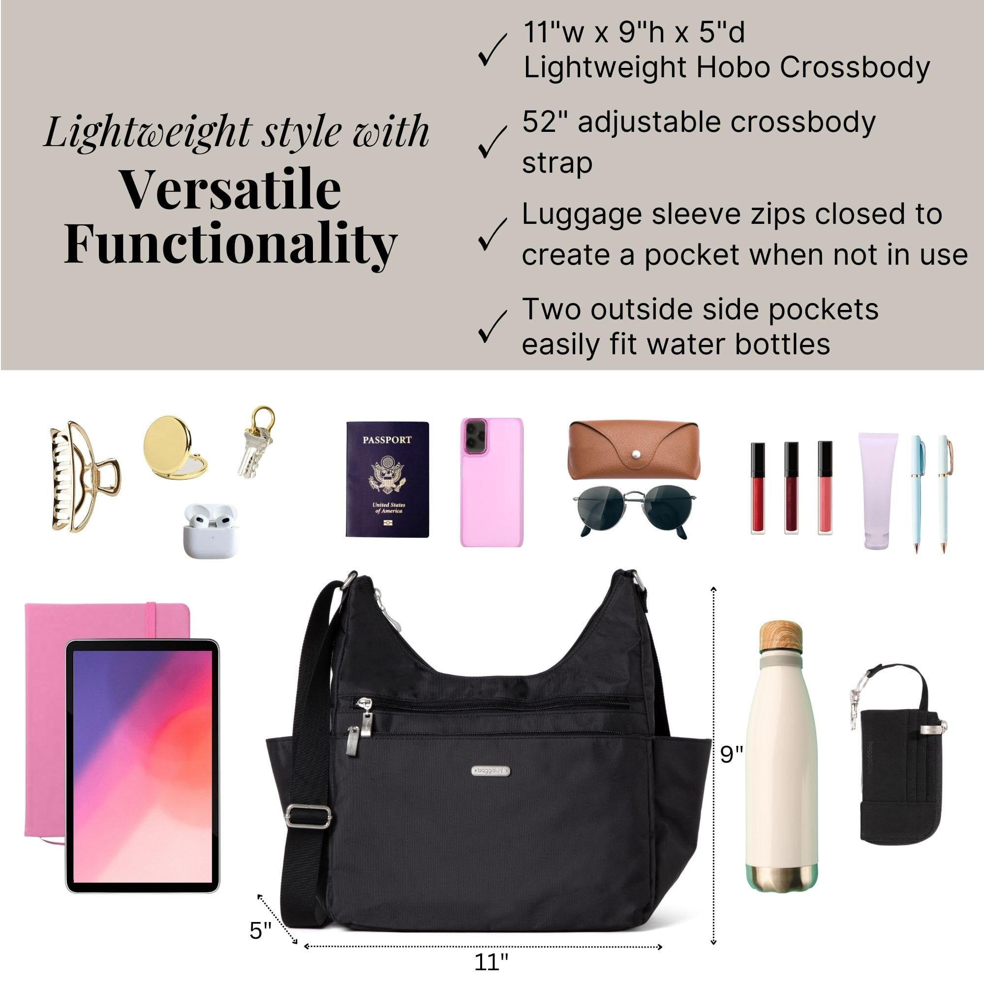 Baggallini Essential Hobo Crossbody - Image 3