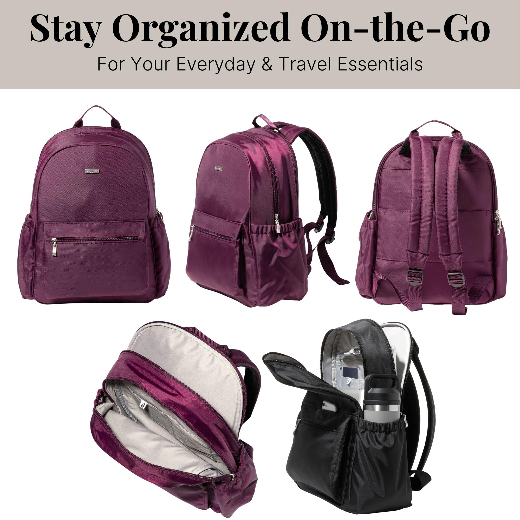 Baggallini Essential Laptop Backpack - 16x12 Inch Travel Backpack with 16" Laptop Sleeve - Lightweight Luggage Backpack - Image 4