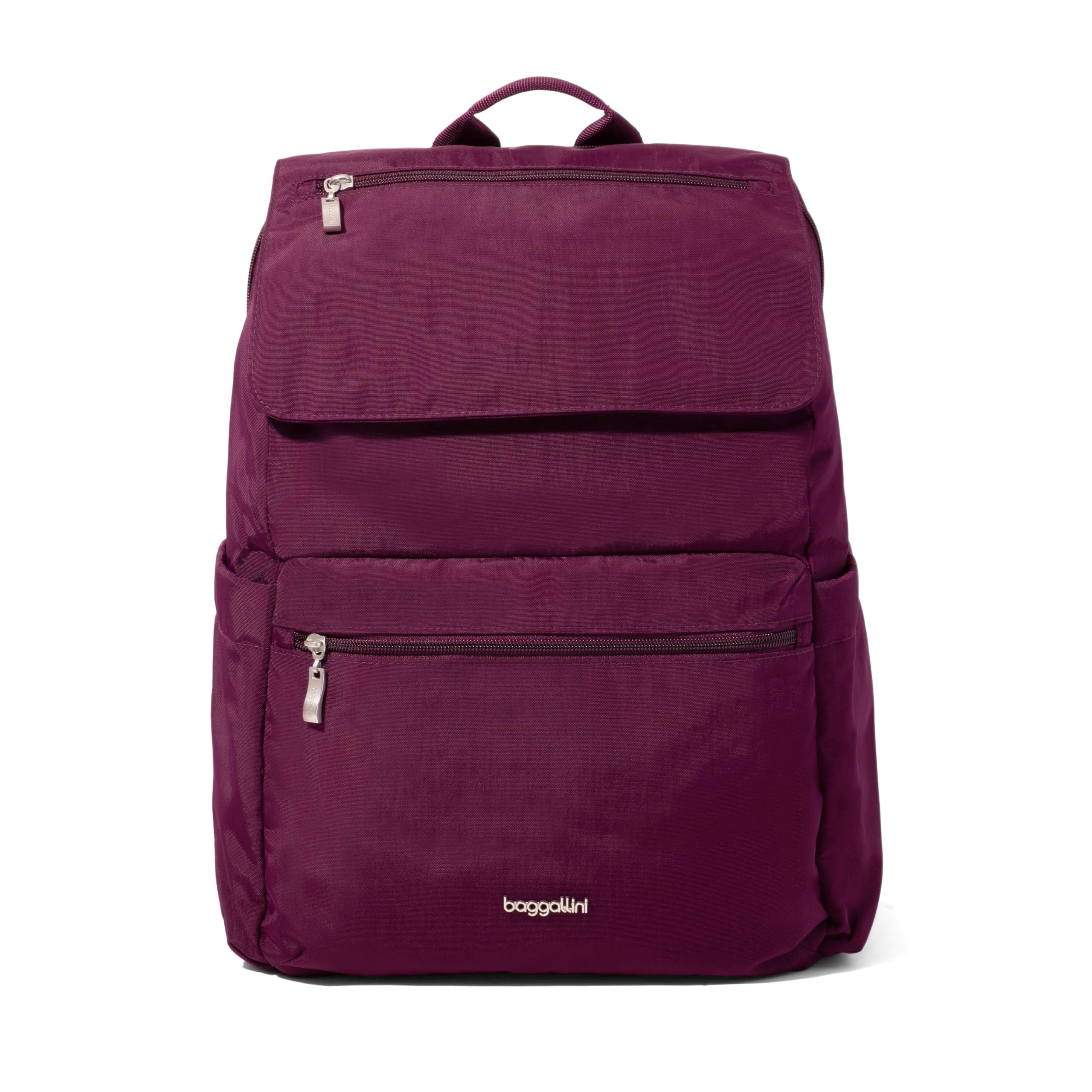 Baggallini Flap Laptop Backpack - 15"x11" Lightweight Work Travel Bag w/Luggage Sleeve & RFID