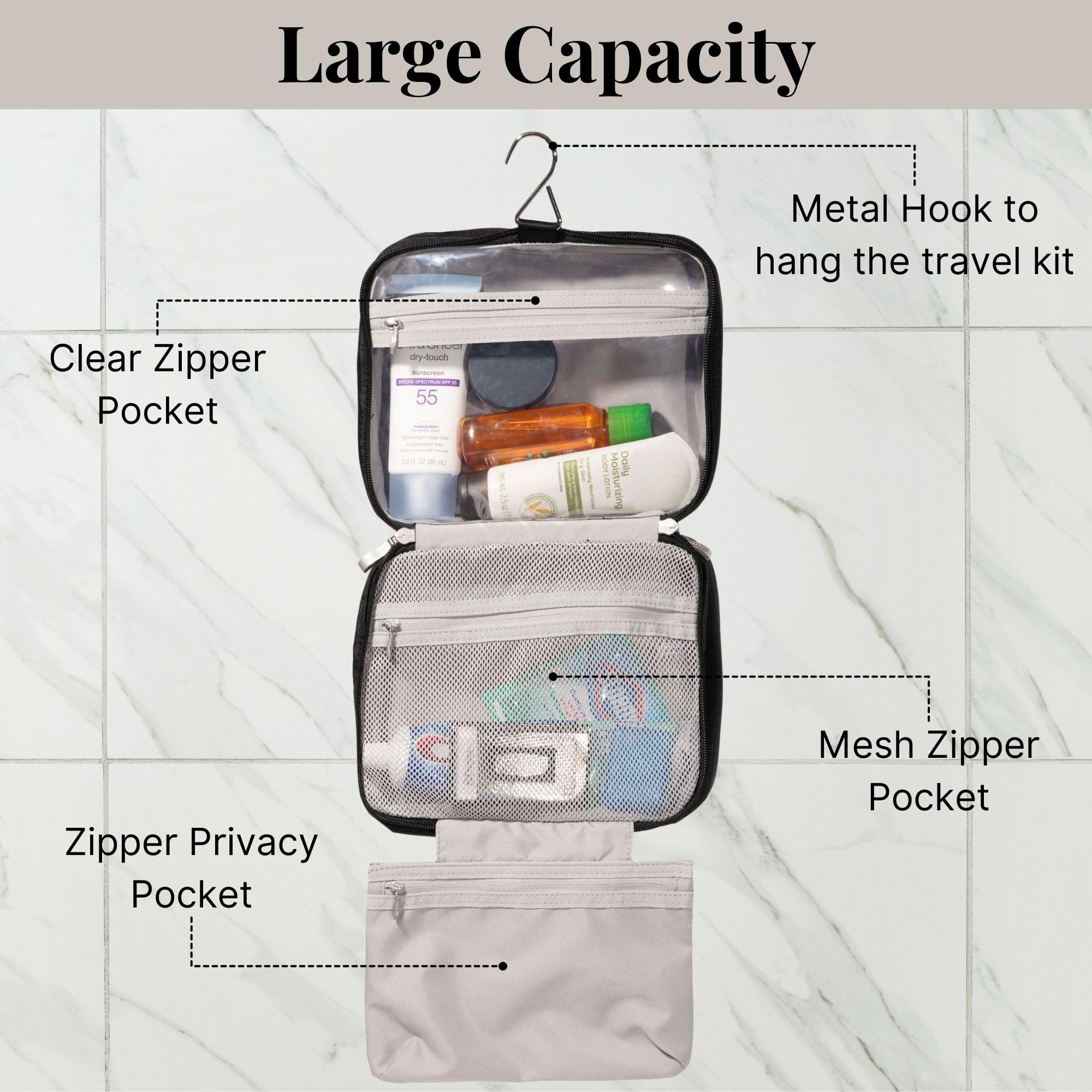 Baggallini Hanging Travel Toiletry Kit - Lightweight 6x10 Inch Makeup Bag - Image 2