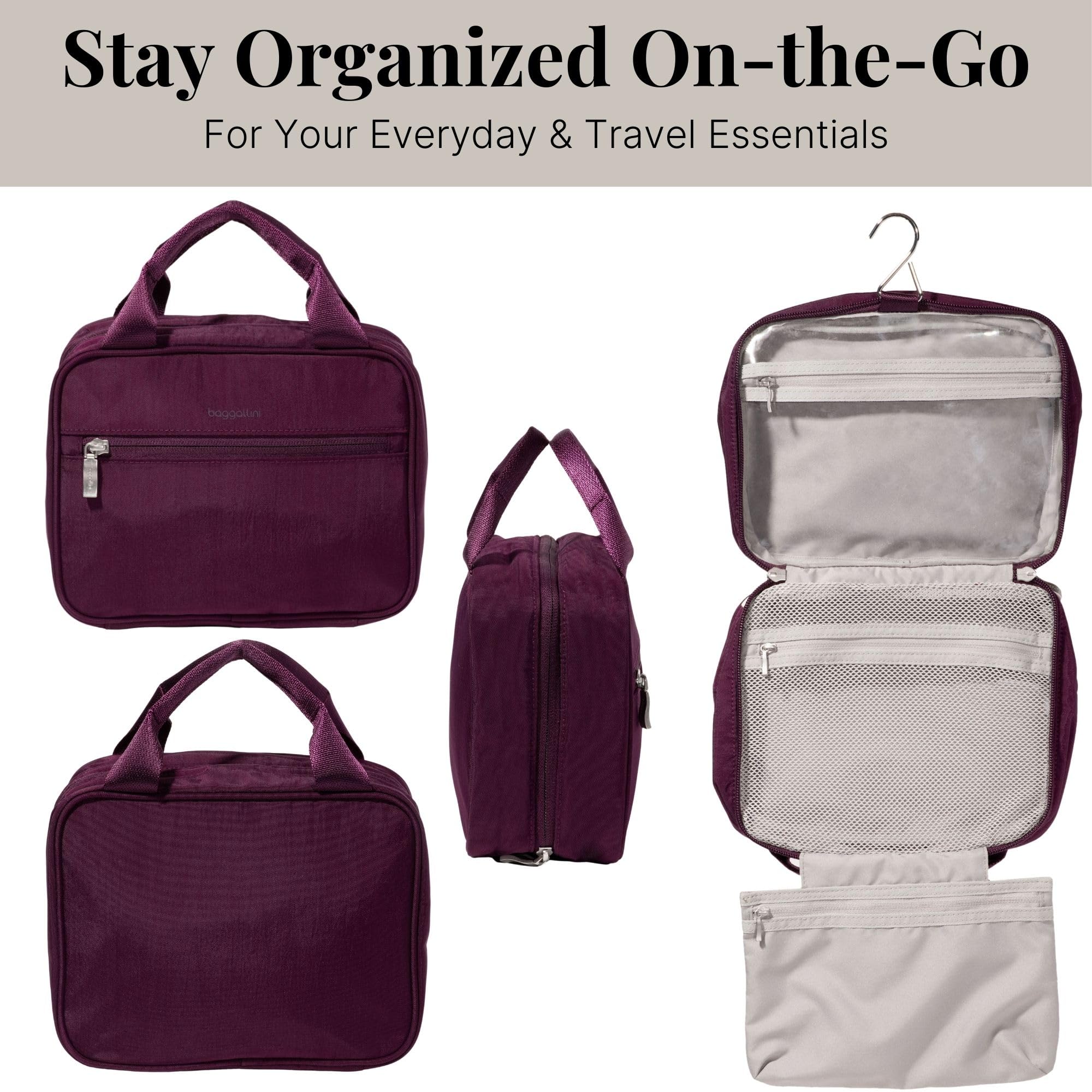 Baggallini Hanging Travel Toiletry Kit - Lightweight 6x10 Inch Makeup Bag - Image 4