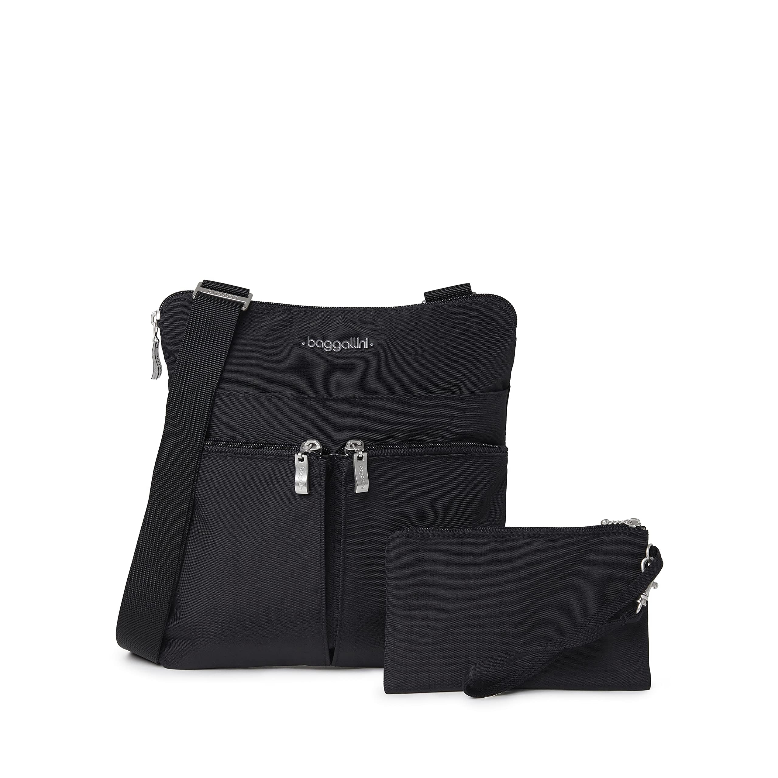 Baggallini Horizon Crossbody Bags for Women 10x10.5 Lightweight Water-Resistant Nylon RFID Purse Handbag w/Wristlet Included