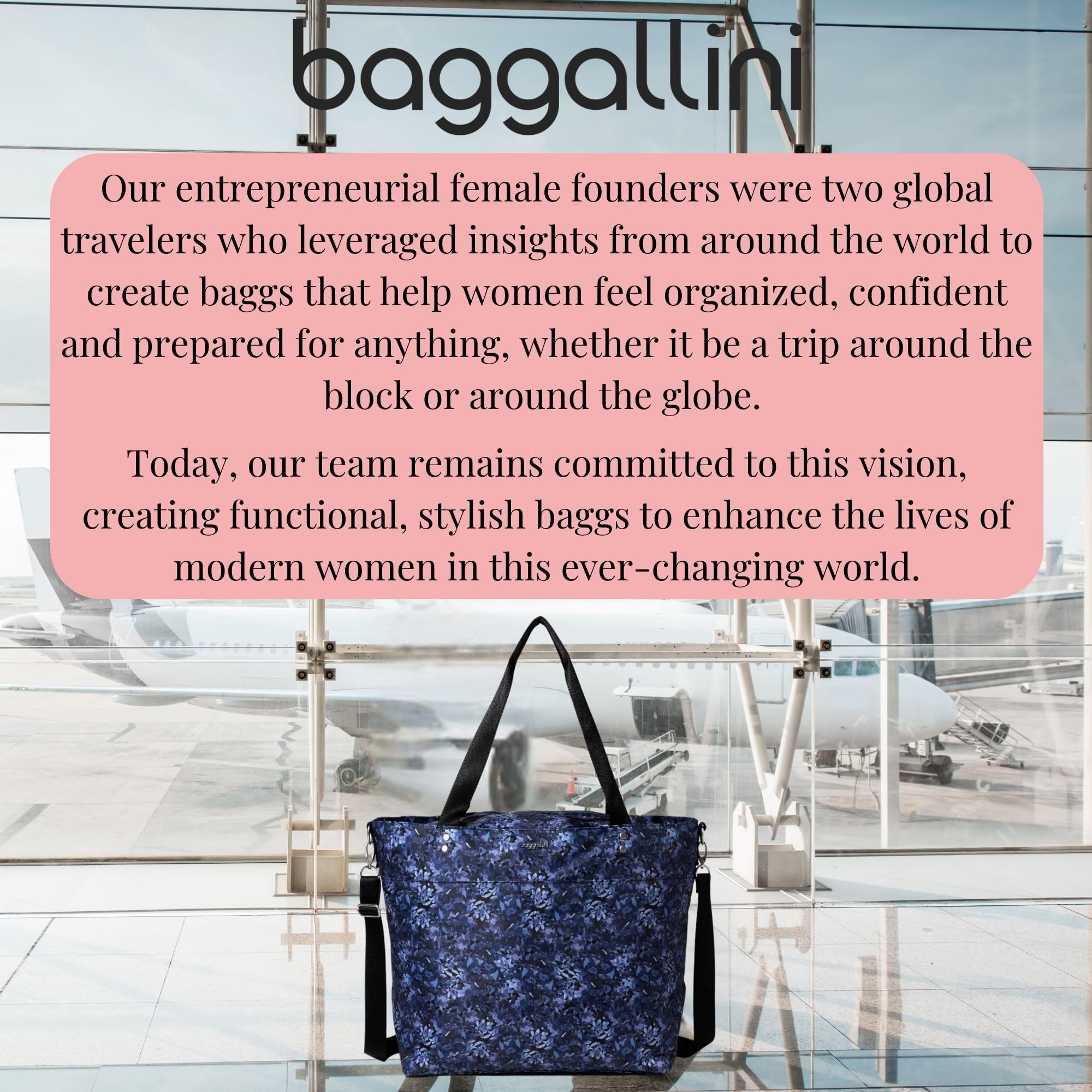Baggallini Large Carryall Tote - Lightweight Nylon Zipper Top Weekender Travel Beach Bag w/Luggage Sleeve - Image 8