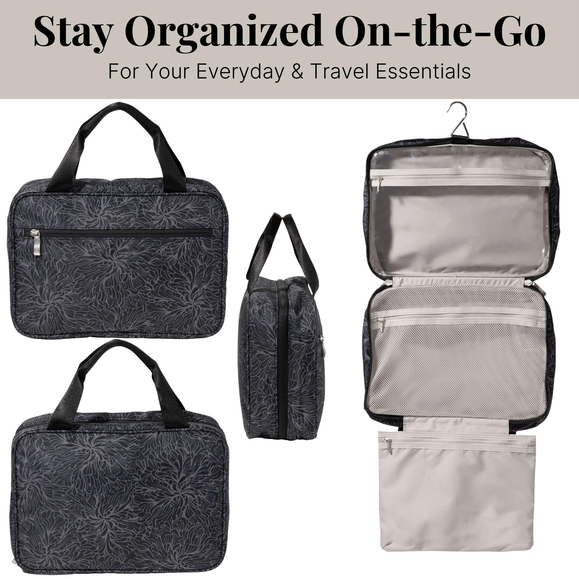 Baggallini Large Hanging Travel Toiletry Kit - Lightweight 8x11 Inch Makeup Bag - Image 4