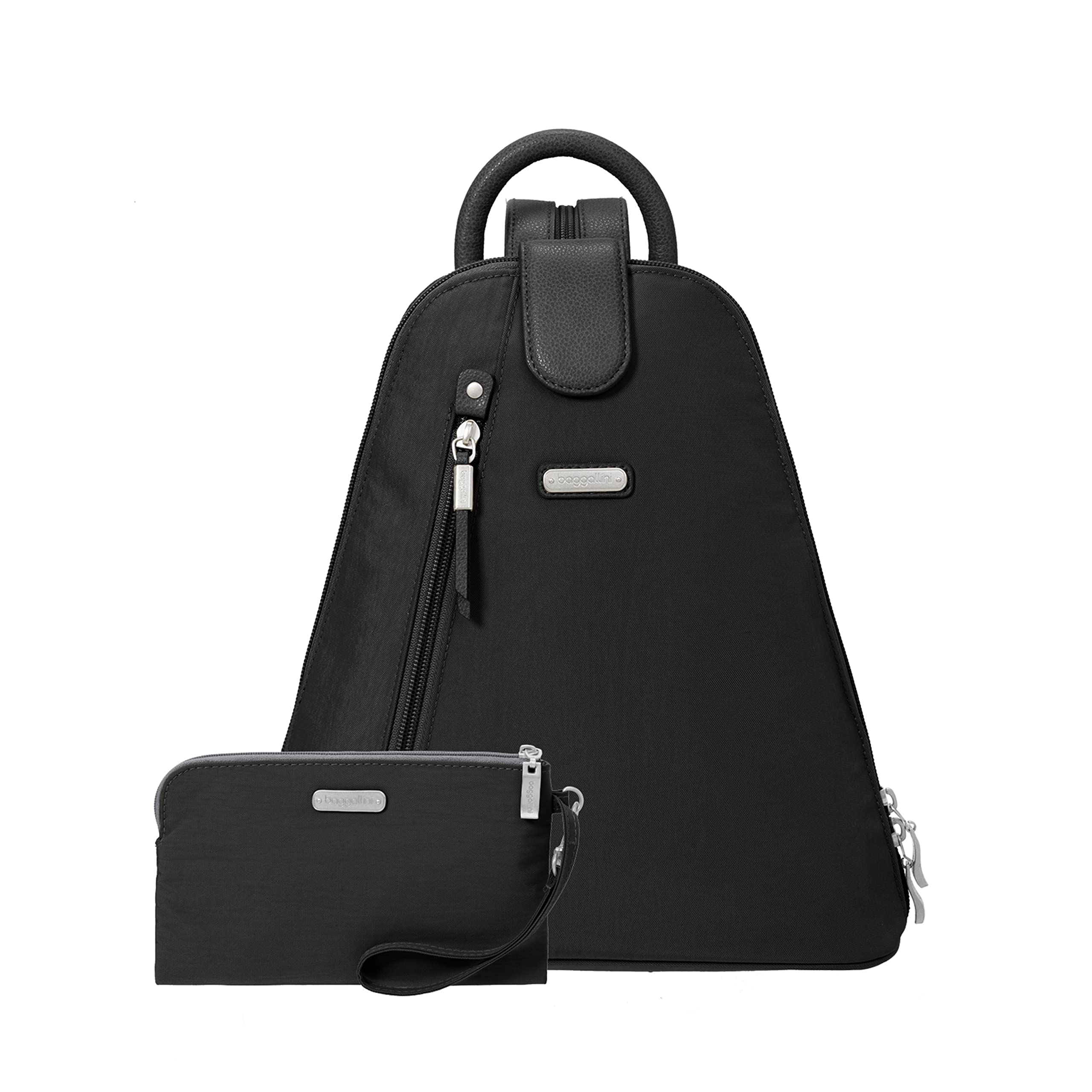 Baggallini Metro Backpack with RFID Phone Wristlet - 9x11 Convertible Sling Bag for Women with Adjustable Shoulder Straps