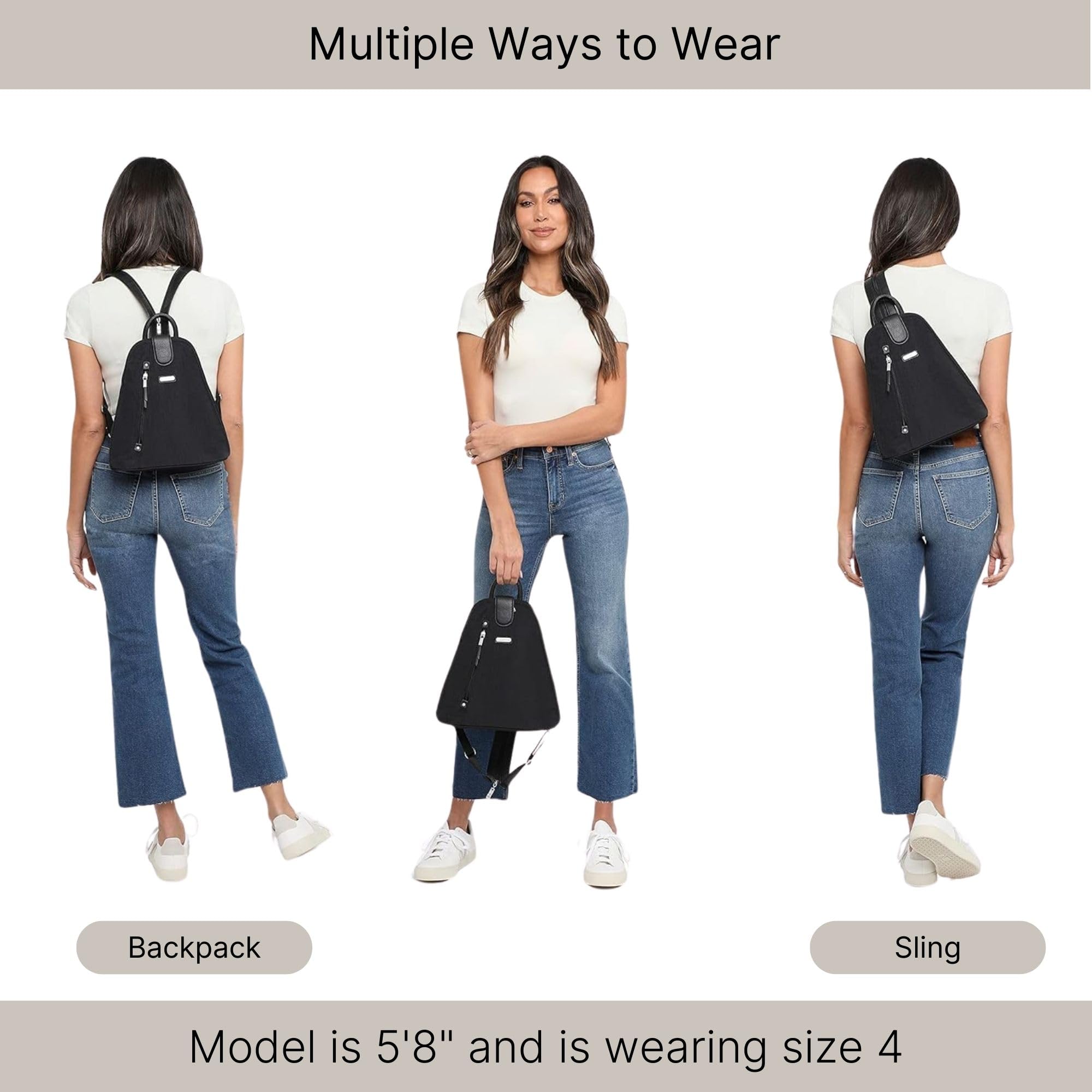 Baggallini Metro Backpack with RFID Phone Wristlet - 9x11 Convertible Sling Bag for Women with Adjustable Shoulder Straps - Image 4