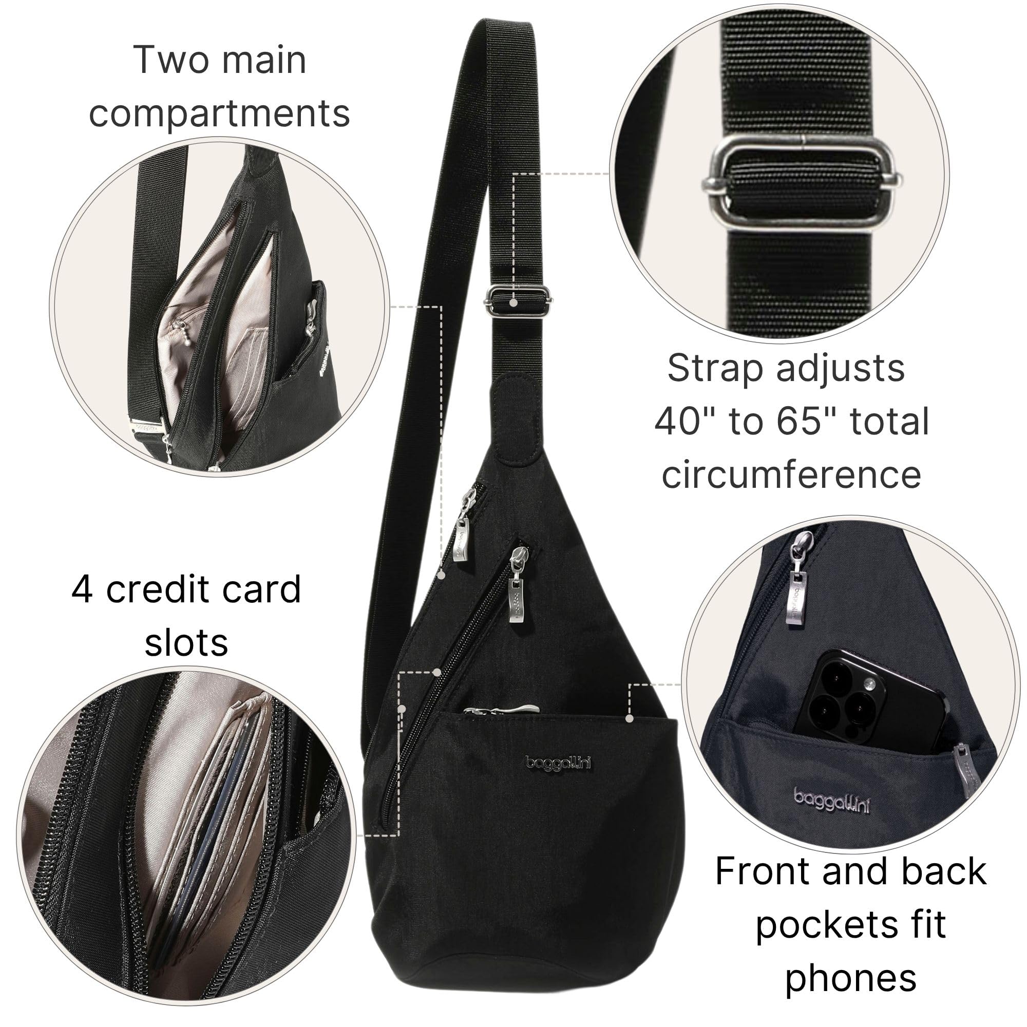 Baggallini Mini Sling - 12x7 Sling Crossbody Bag Backpack with Adjustable Shoulder Strap - Image 2