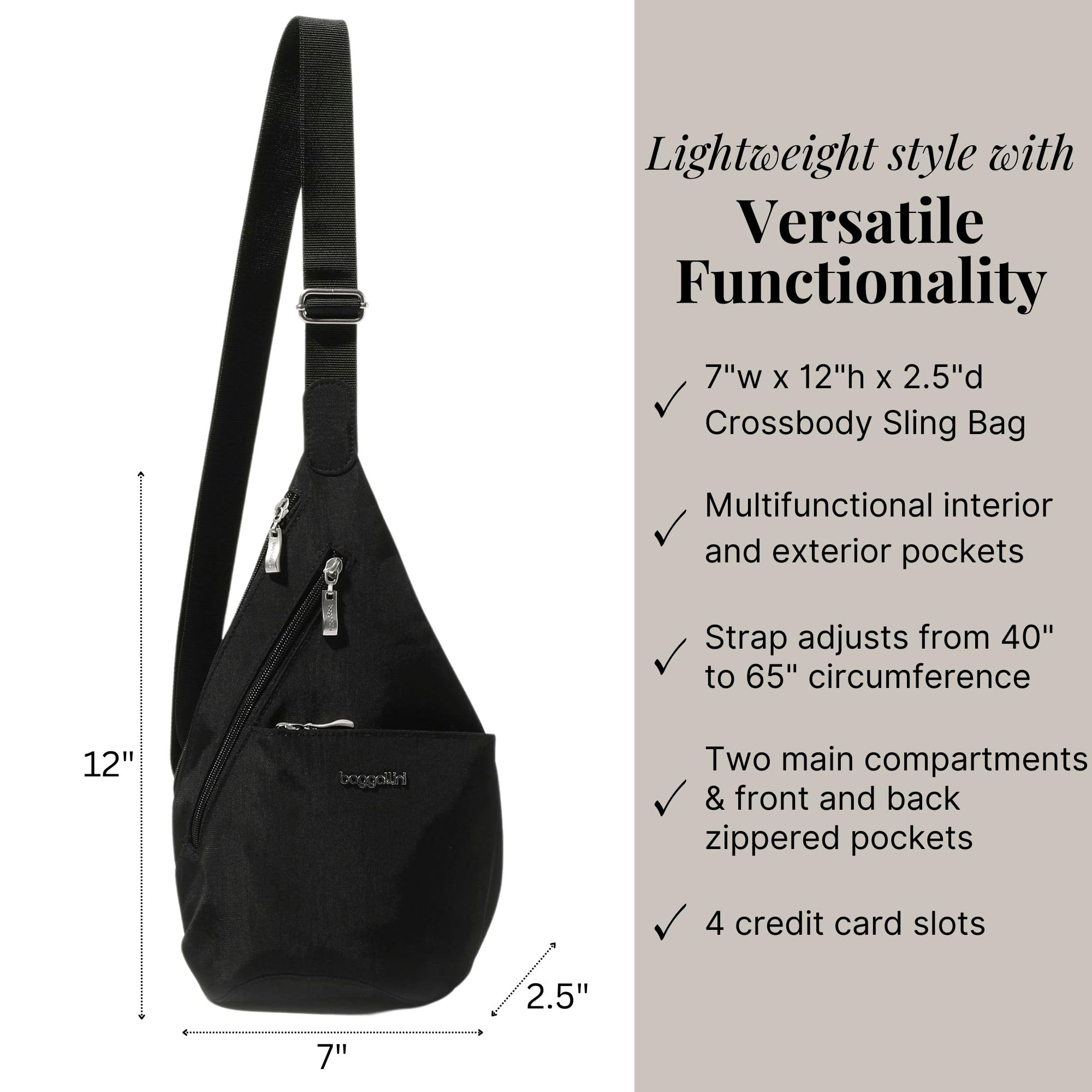 Baggallini Mini Sling - 12x7 Sling Crossbody Bag Backpack with Adjustable Shoulder Strap - Image 3