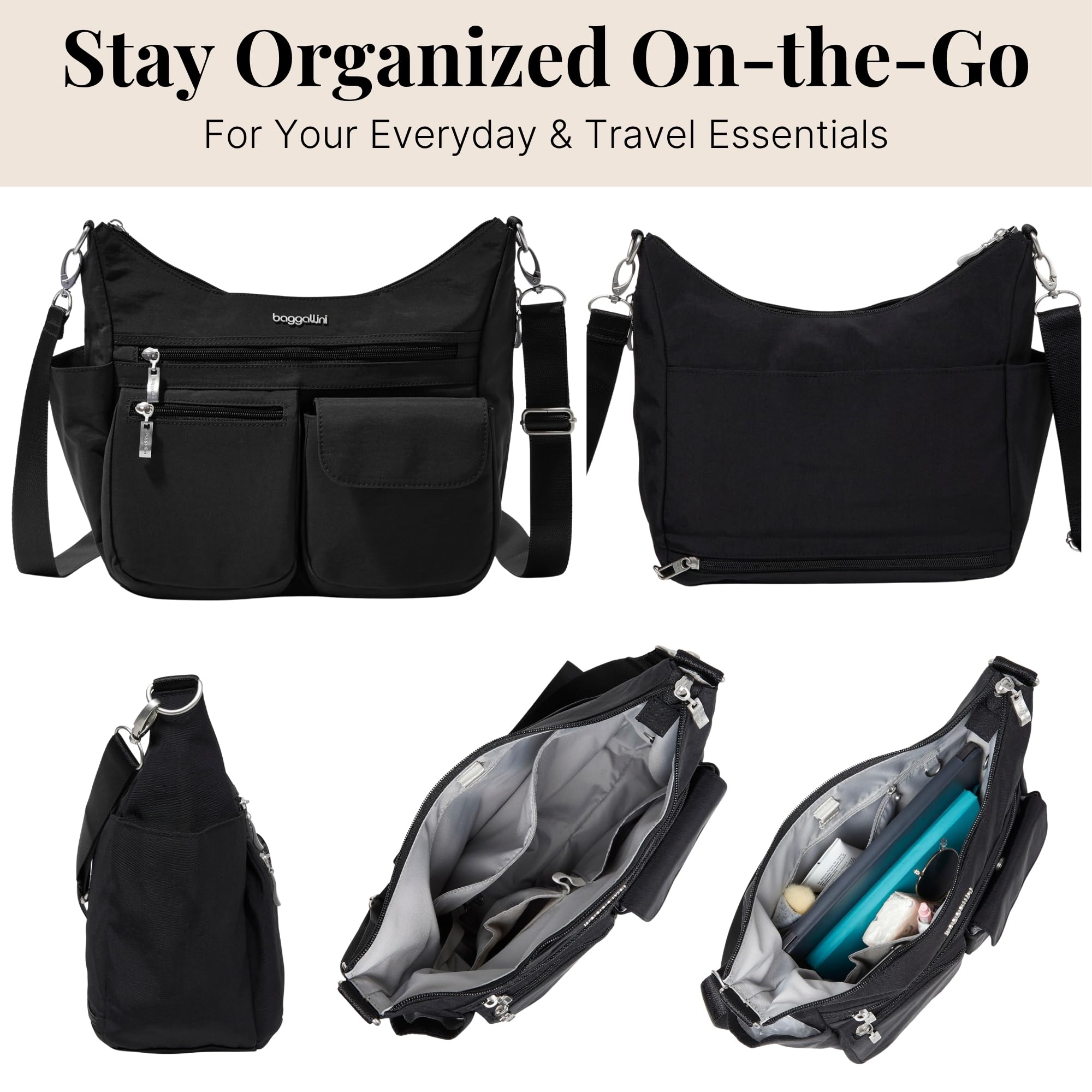 Baggallini Modern Everywhere Crossbody Bag for Women 11x9x4.5 Rfid Hobo Bag - Image 7