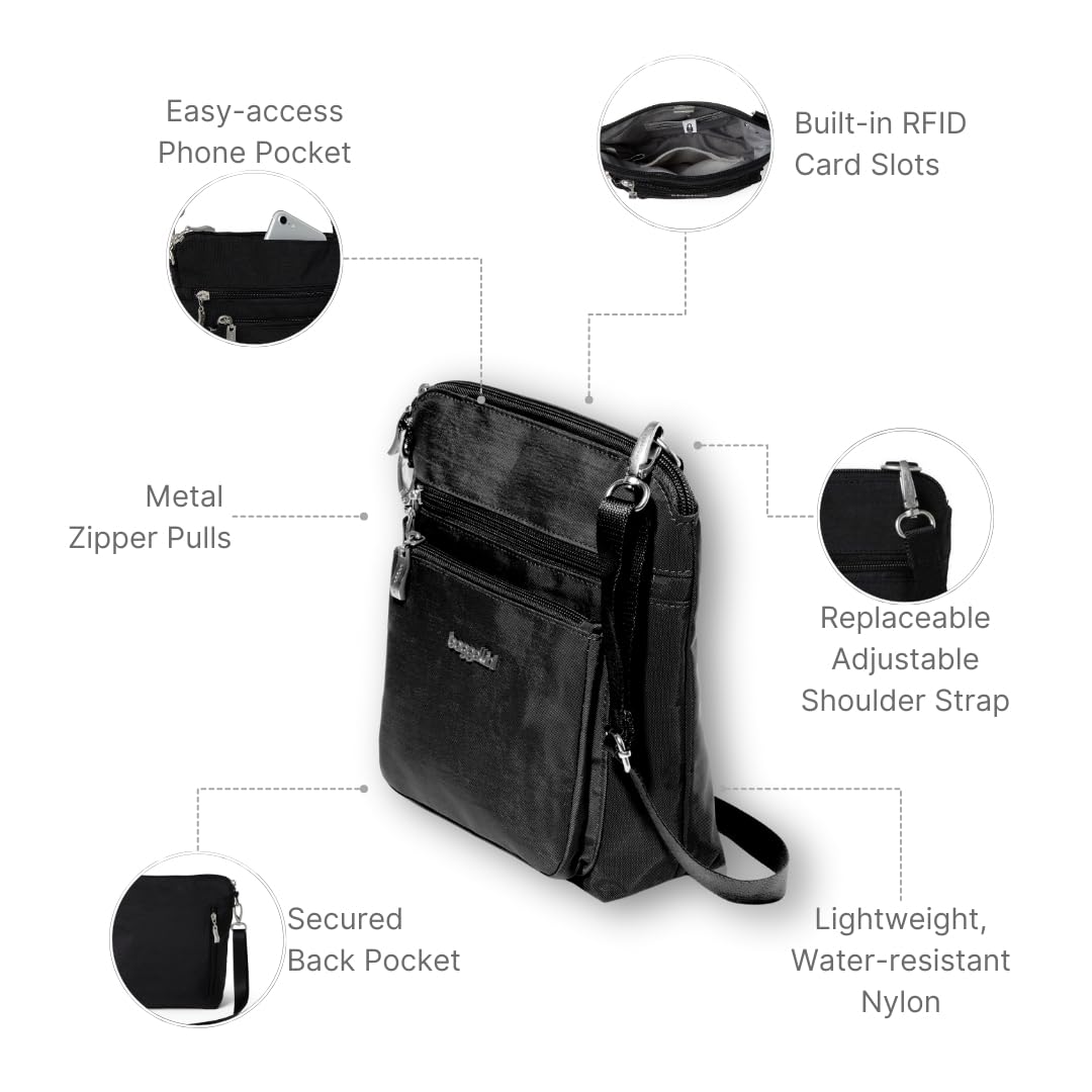 Baggallini Modern Pocket Crossbody Bag for Women, 8.5"x8.5" Handbag Purse with RFID, Lightweight Water-Resistant - Image 4