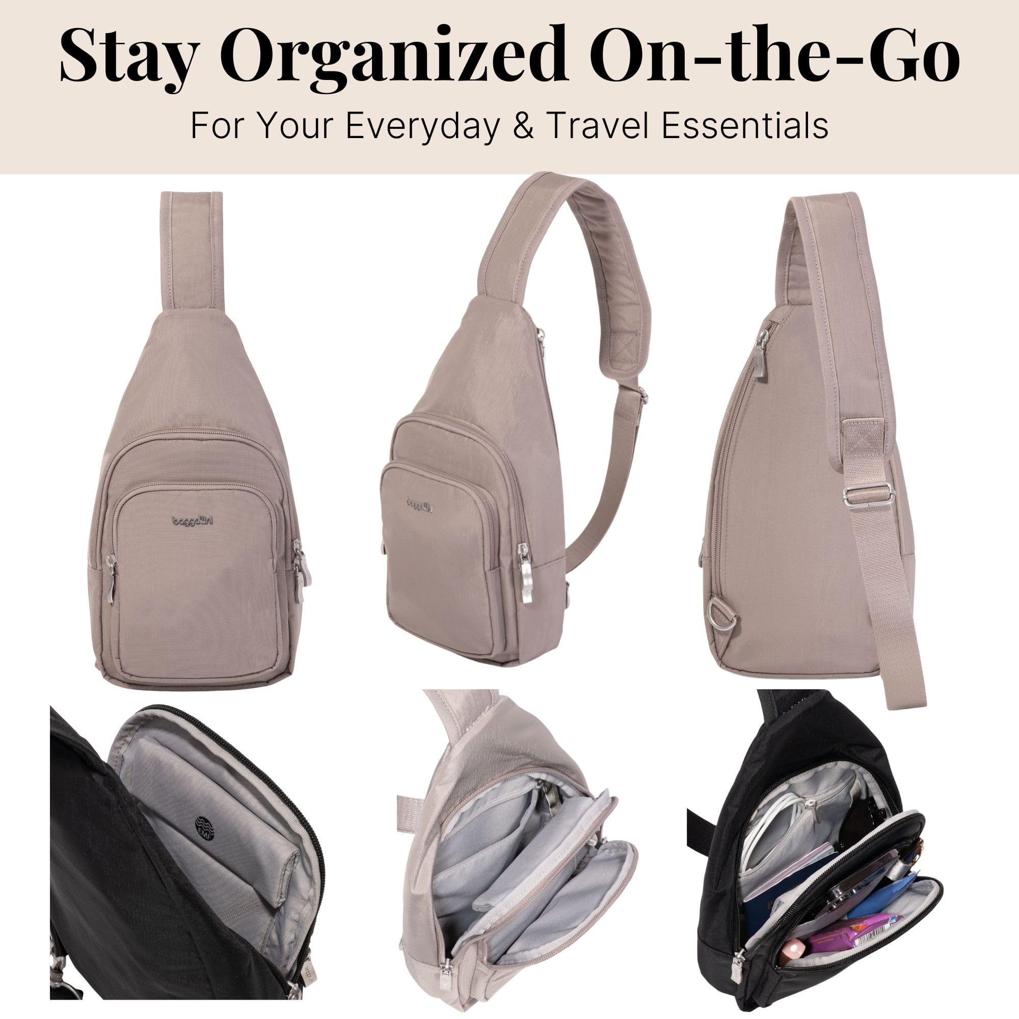 Baggallini Modern Sling Bag w/EMF Blocking Pouch - Lightweight 12"x7" Crossbody Sling Backpack w/RFID Protection - Image 5