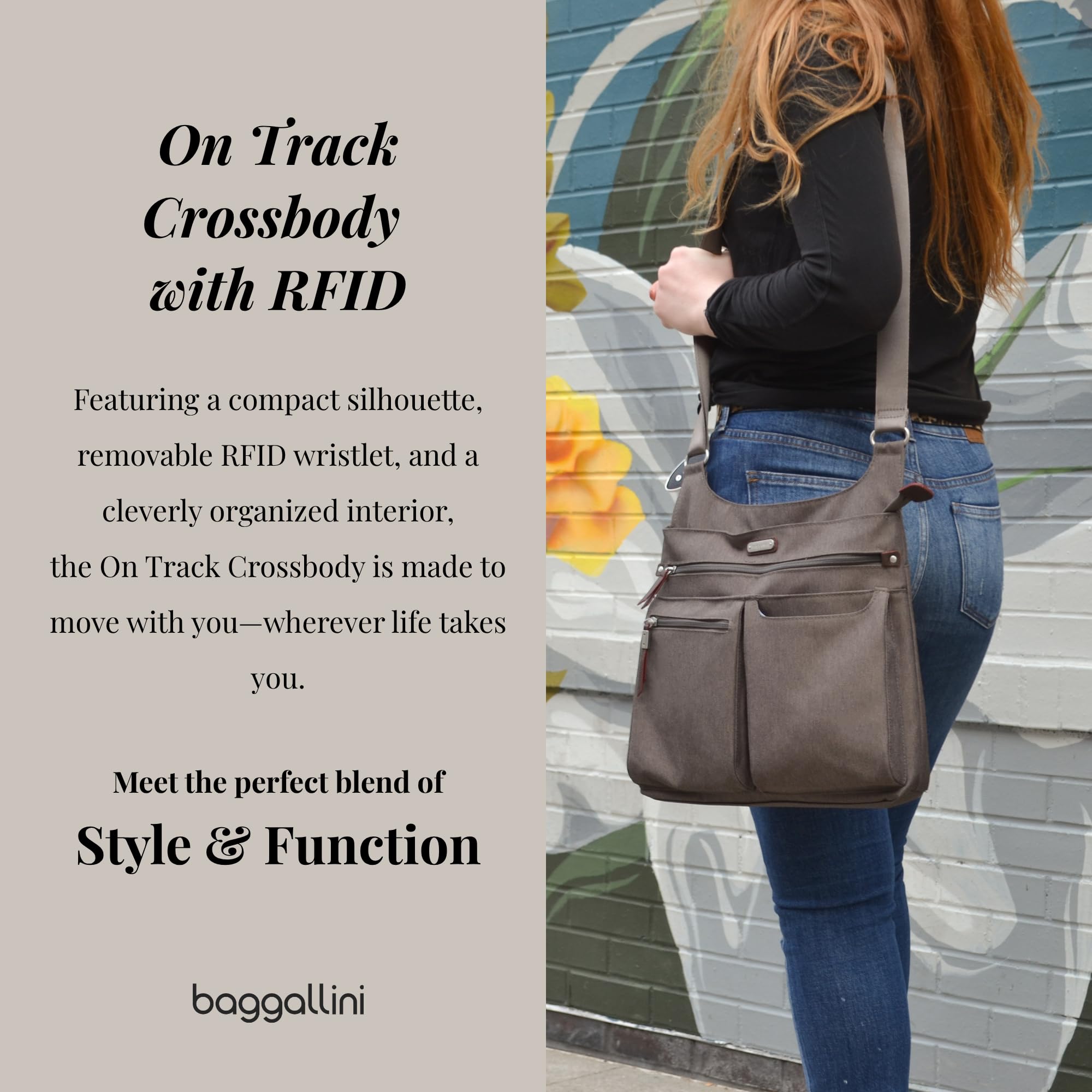 Baggallini On Track Crossbody with RFID Phone Wristlet - Image 2