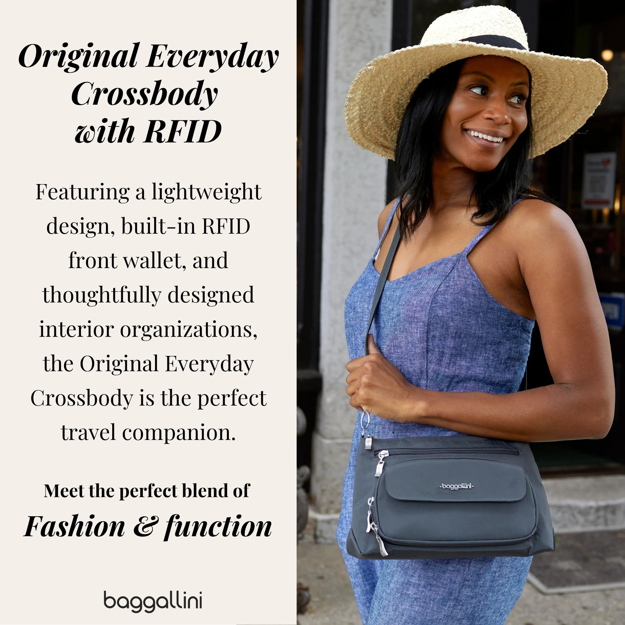 Baggallini Original Everyday 11x7.5 Crossbody Bags Rfid Protected Lightweight Nylon Zippered Travel Purse - Image 3