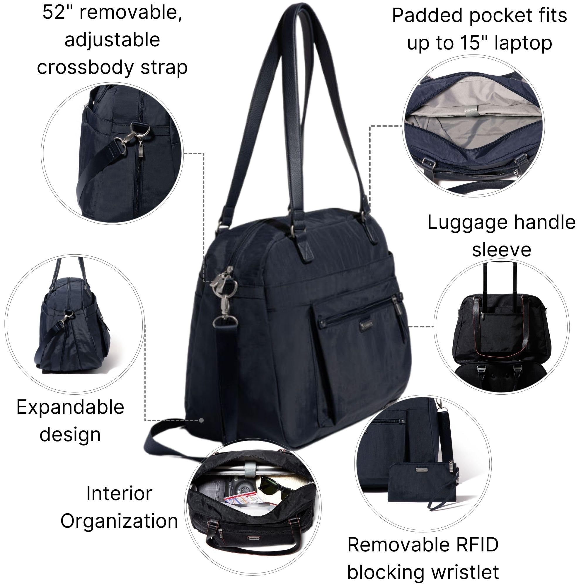 Baggallini Overnight Expandable Laptop Tote - Lightweight Travel Bag for Women | Overnight, Expandable, Laptop, Tote, Lightweight - Image 4