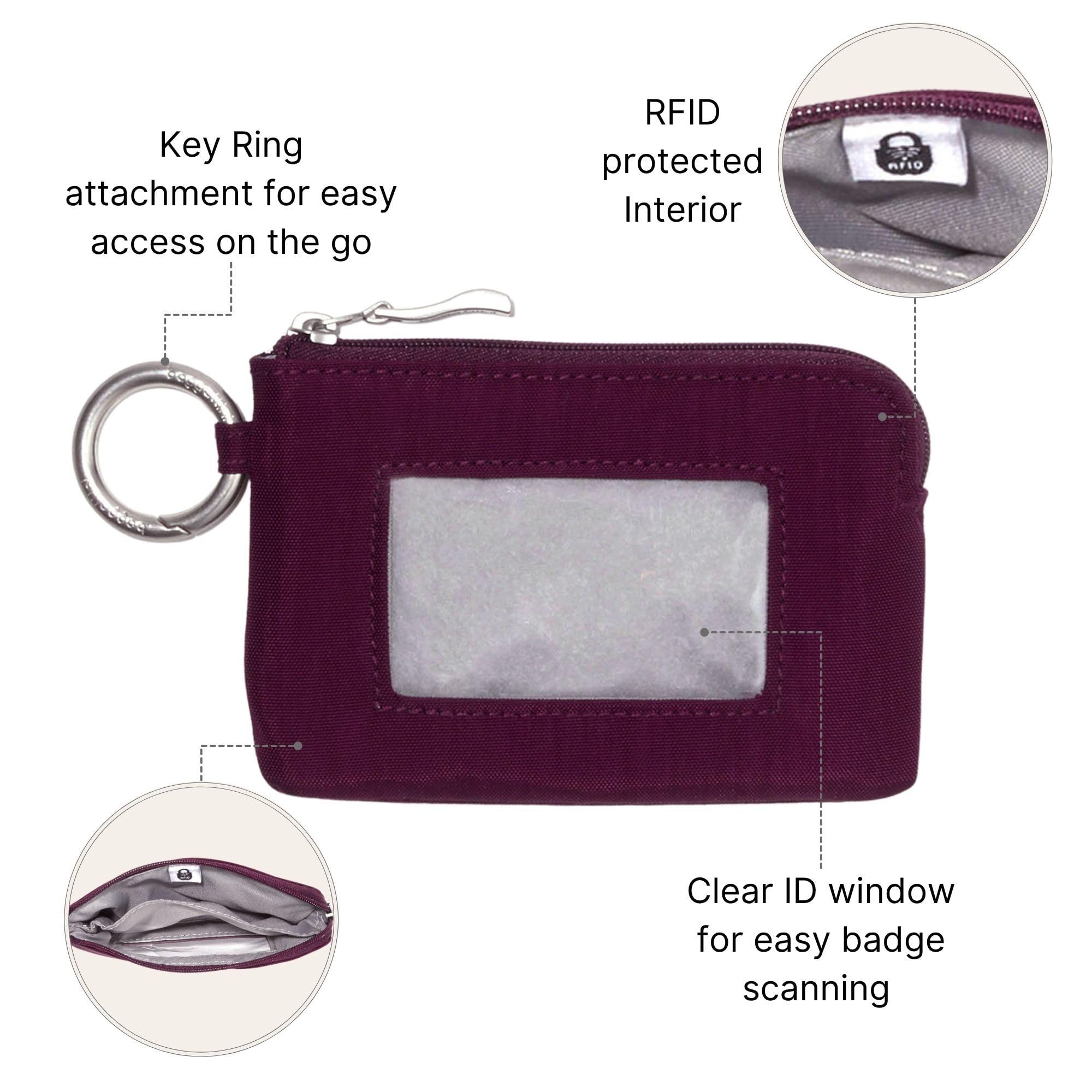 Baggallini RFID Card Case - Lightweight 5"x3.5" Wallet with Keyring - Image 3