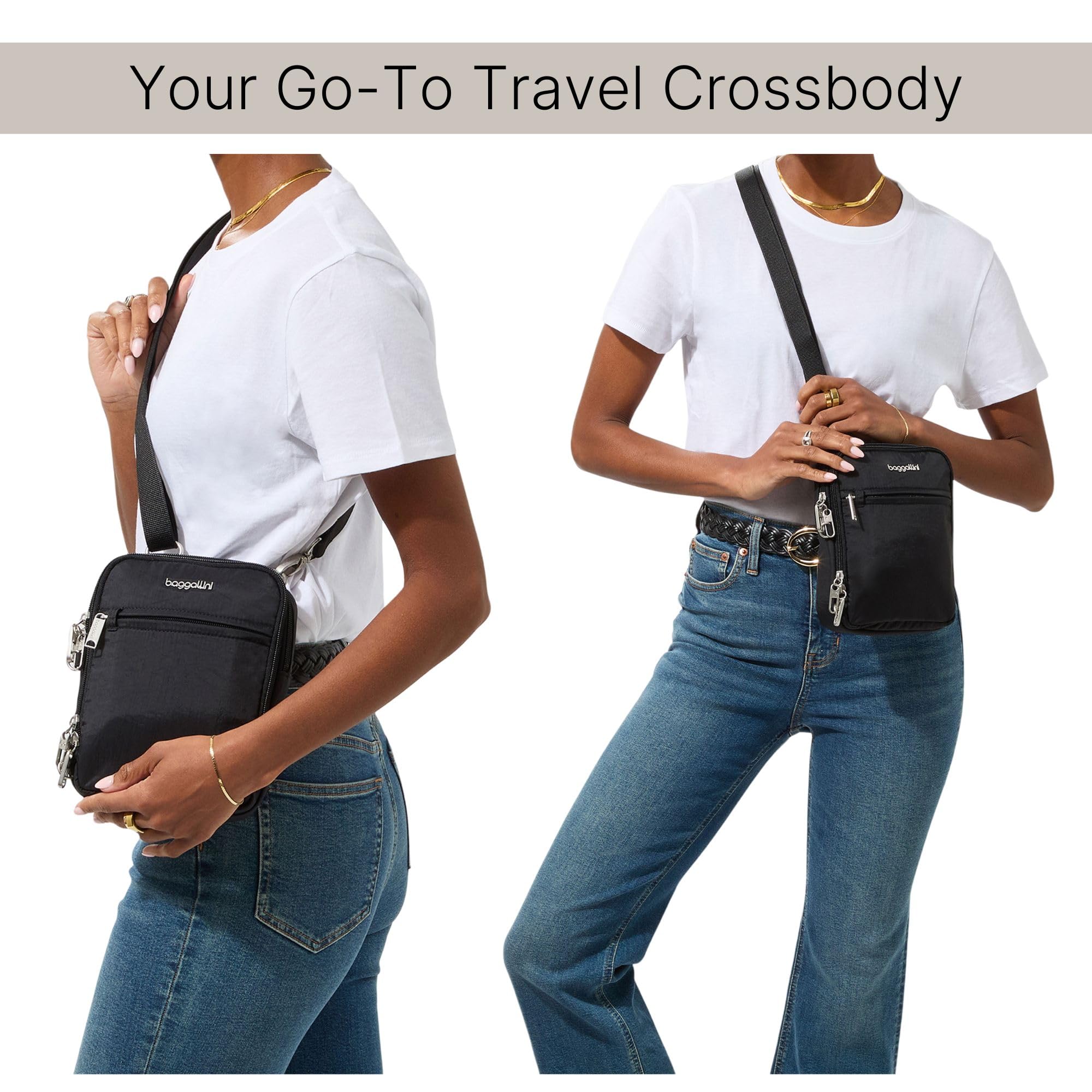 Baggallini Securtex® Anti-theft Mini Everything Crossbody Bag, 6.3"x8.25" Rfid, Locking Zippers & Cut-resistant Strap - Image 6
