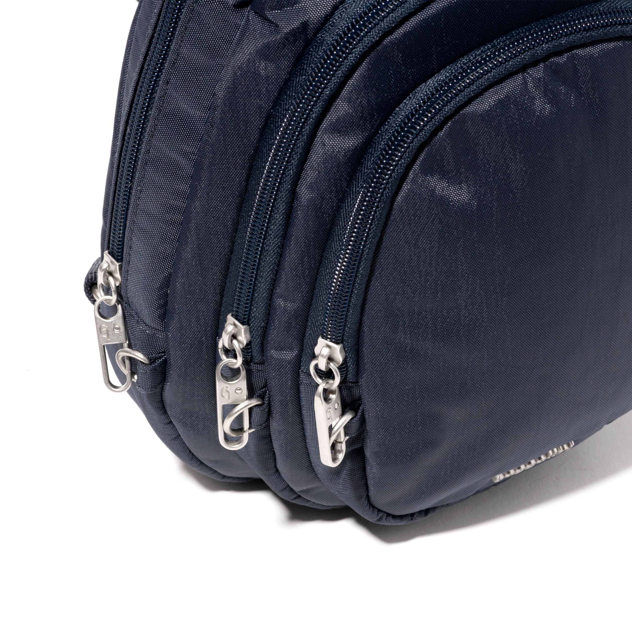 Baggallini Securtex® Anti-Theft Multi Zip Sling - Lightweight 8.6"x15.2" Travel Bag with Locking Zippers & RFID Protection - Image 12