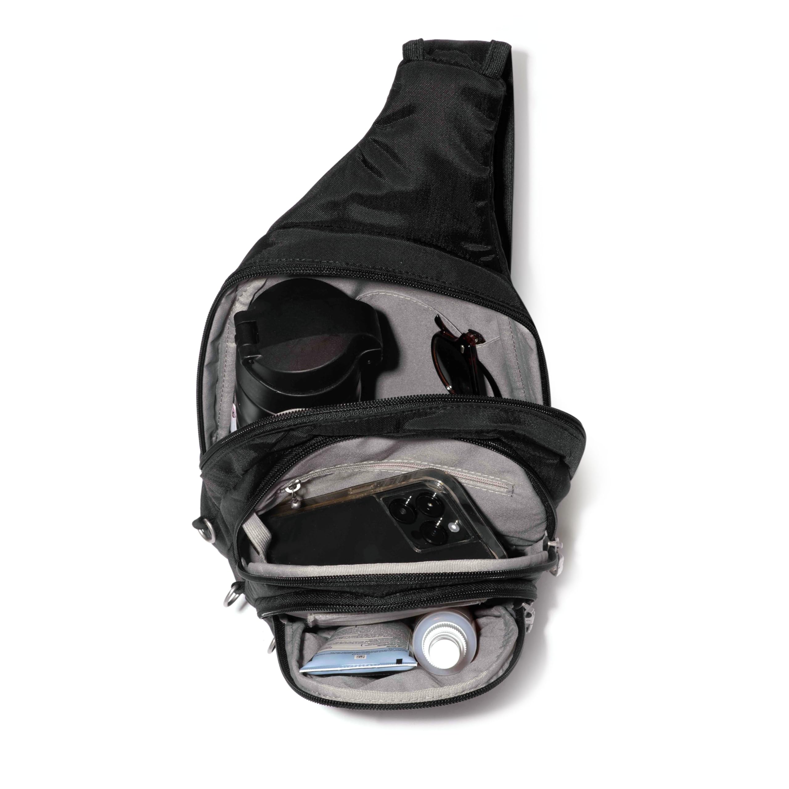 Baggallini Securtex® Anti-Theft Multi Zip Sling - Lightweight 8.6"x15.2" Travel Bag with Locking Zippers & RFID Protection - Image 13