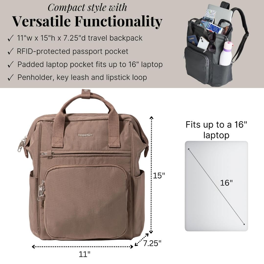 Baggallini Securtex Anti-Theft Windsor Backpack for Travel, Work & College, RFID & Locking Zipper, Up to 16" Laptop - Image 4