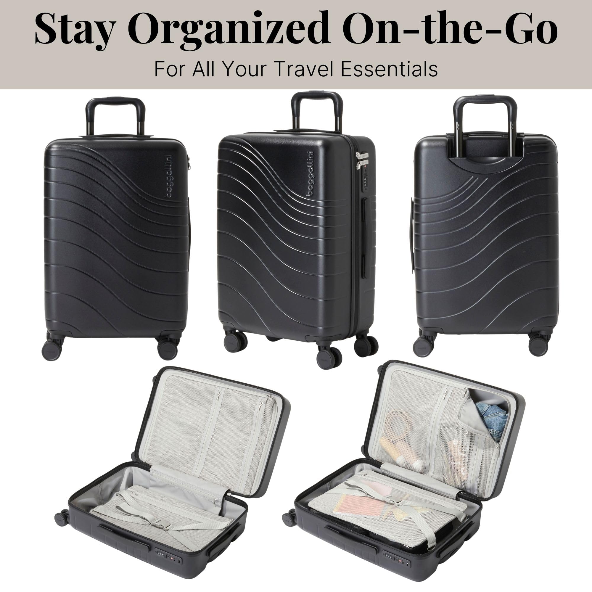 Baggallini Set Wave 22” 4 Wheel Hardside Carry-On Luggage - Lightweight Carry On Suitcase with Wheels - Image 6