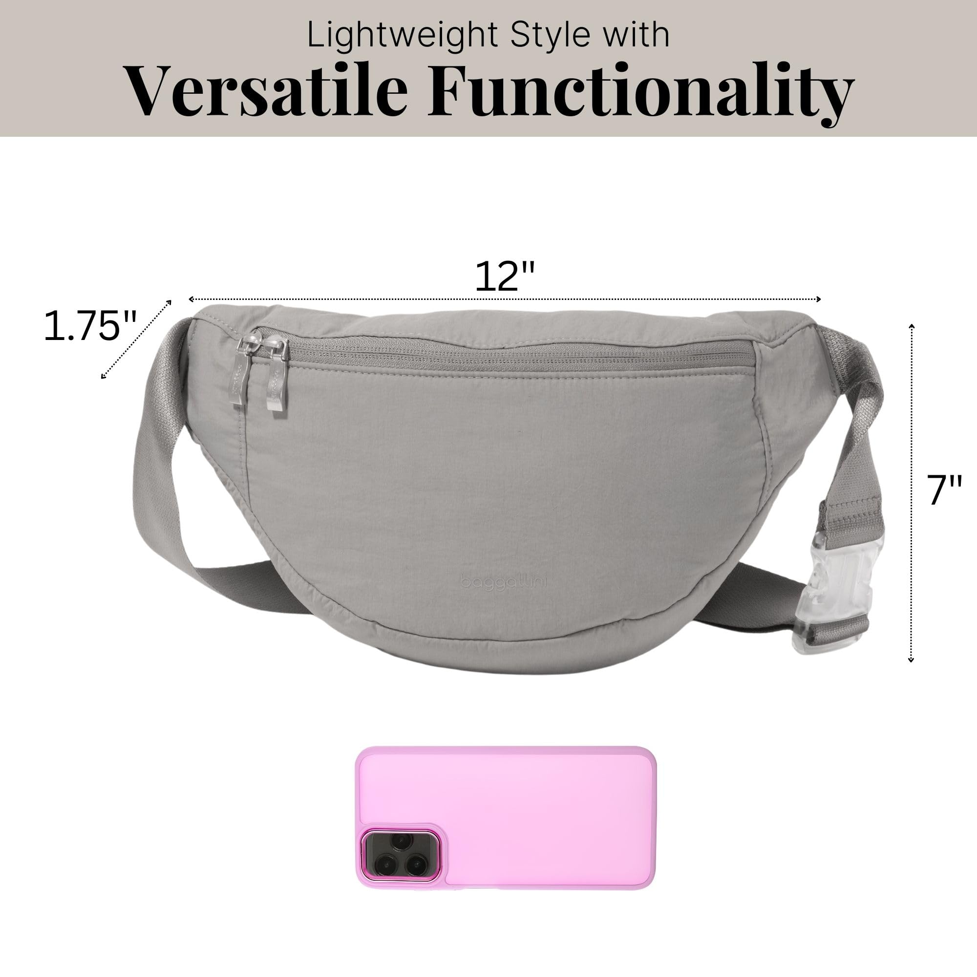 Baggallini Style Swift Belt Bag Sling Bag - Lightweight 12"x7" Crossbody Bag Fanny Pack Belt w/RFID and Adjustable Strap - Image 4