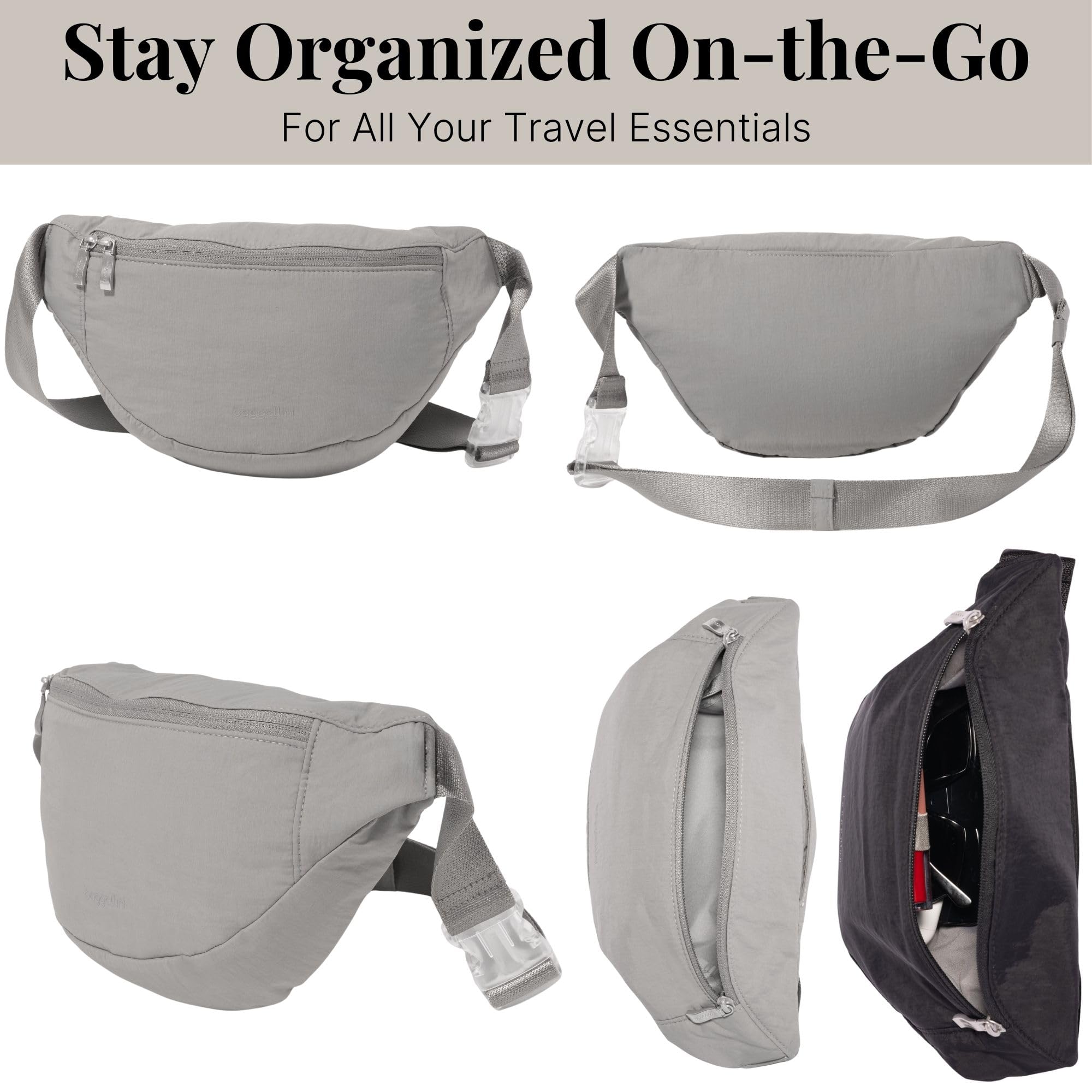 Baggallini Style Swift Belt Bag Sling Bag - Lightweight 12"x7" Crossbody Bag Fanny Pack Belt w/RFID and Adjustable Strap - Image 5