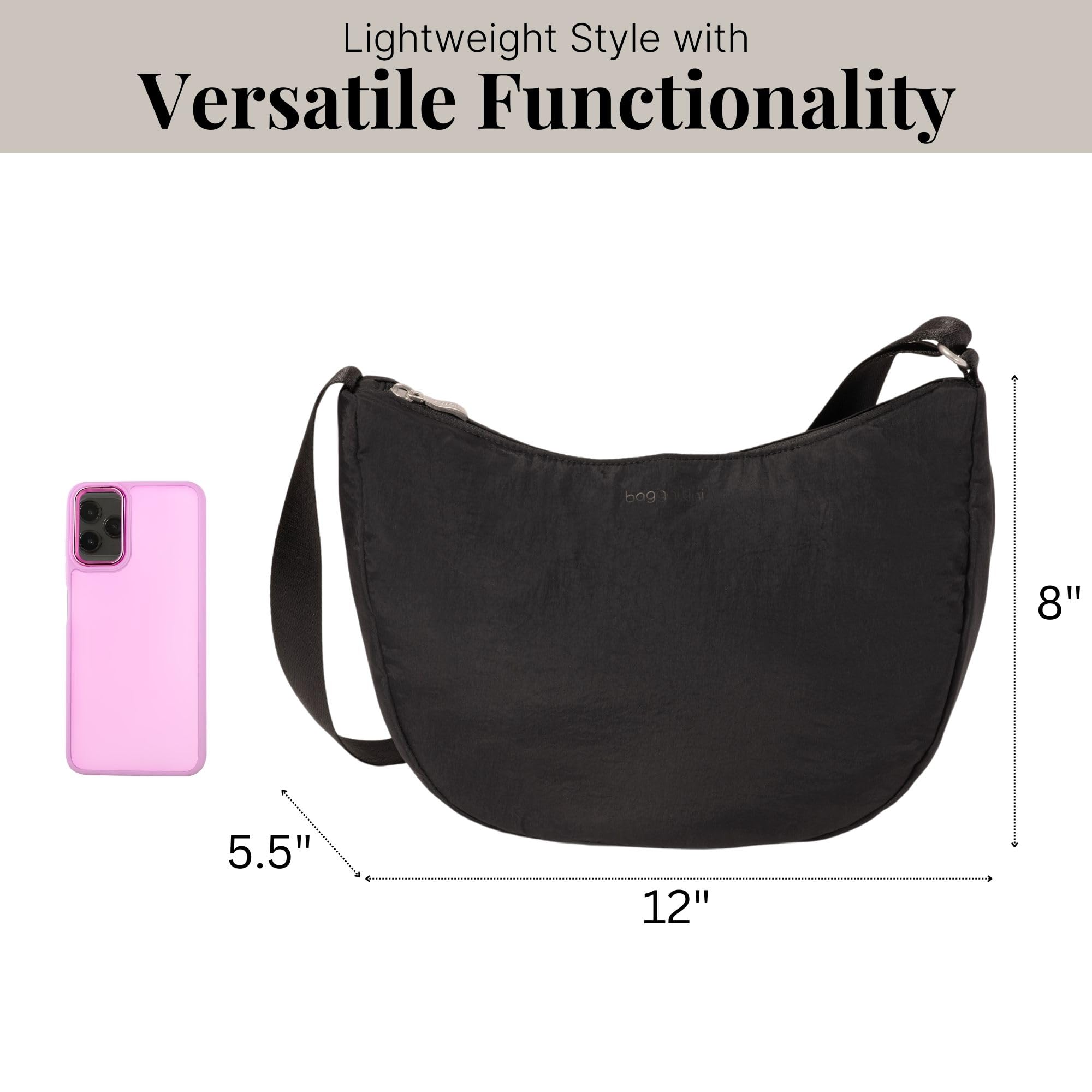 Baggallini Swift Crescent Crossbody Bag for Women - Lightweight 12"x8" Travel Purse Handbag - Image 3