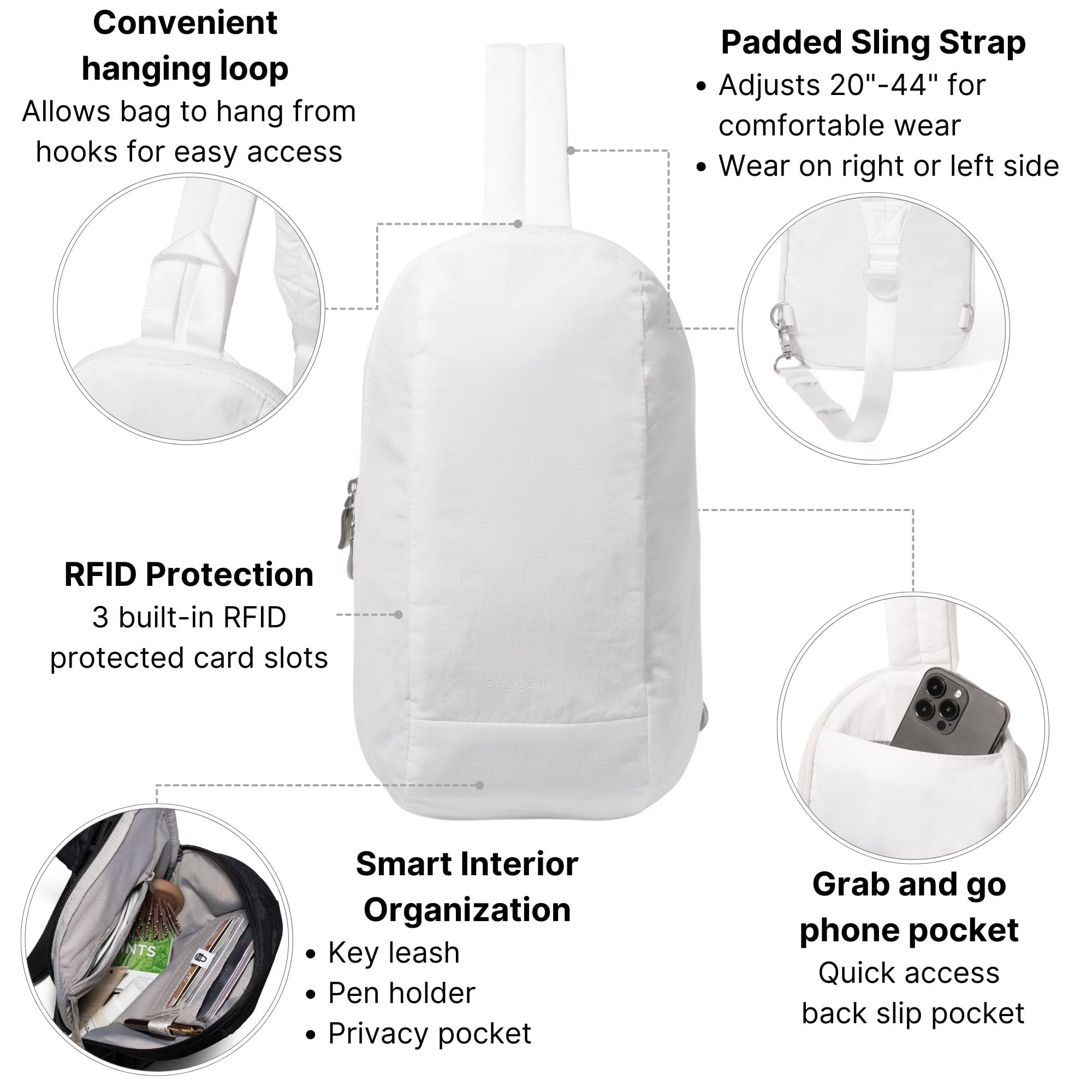 Baggallini Swift Sling - Lightweight 7.25"x 12.5" Crossbody Sling Backpack with Convertible Adjustable Shoulder Strap | Lightweight, Recycled Material - Image 3