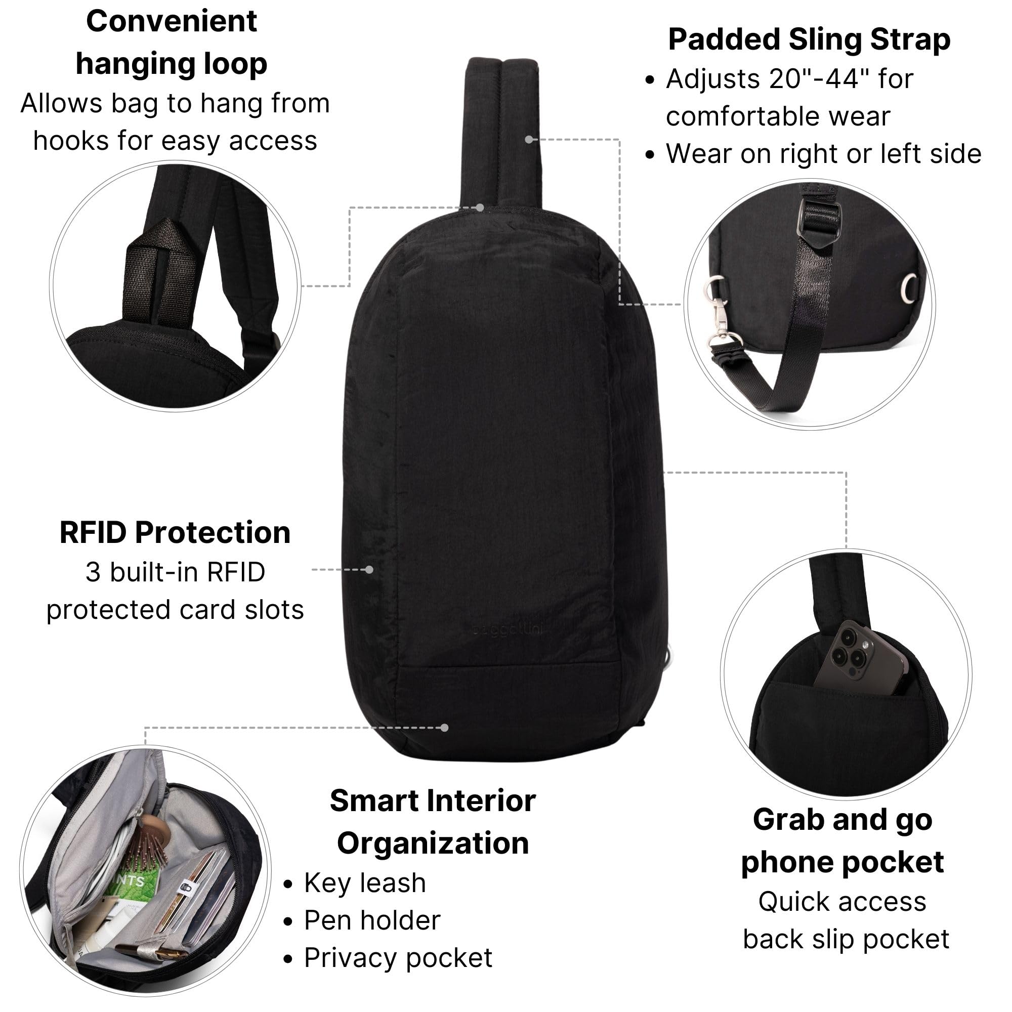Baggallini Swift Sling - Lightweight 7.25"x 12.5" Crossbody Sling Backpack with Convertible - Image 4