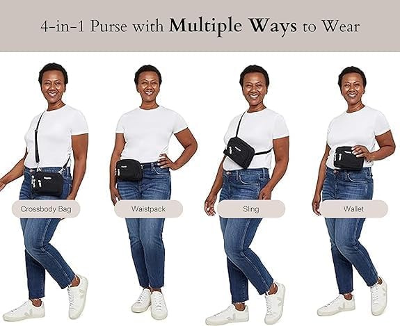 Baggallini Triple Zip Small Crossbody Bag for Women - 8x6 Lightweight Convertible Fanny Pack Belt Bag - Image 5