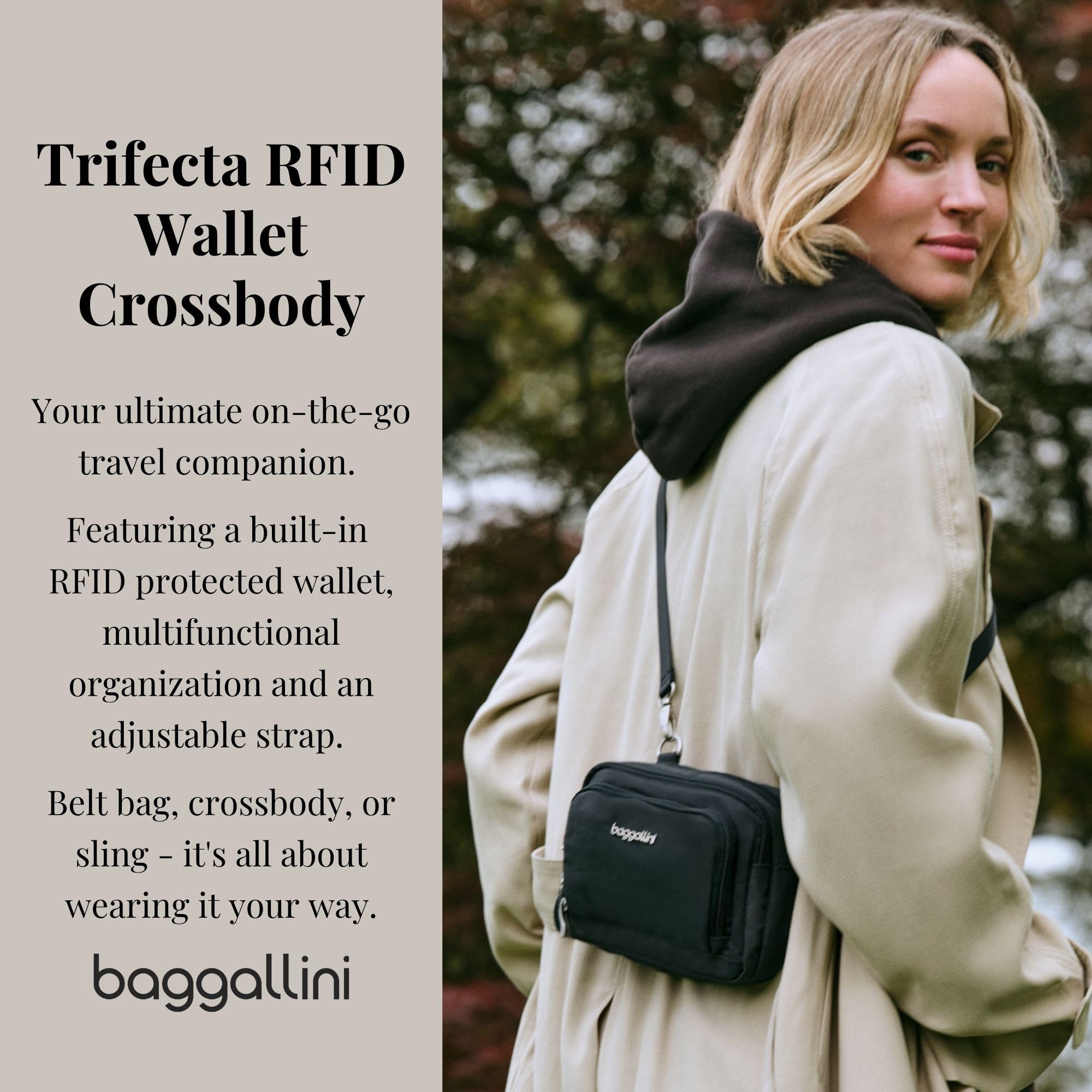 Baggallini Triple Zip with Front Wallet/Trifecta RFID Wallet Crossbody - Image 2