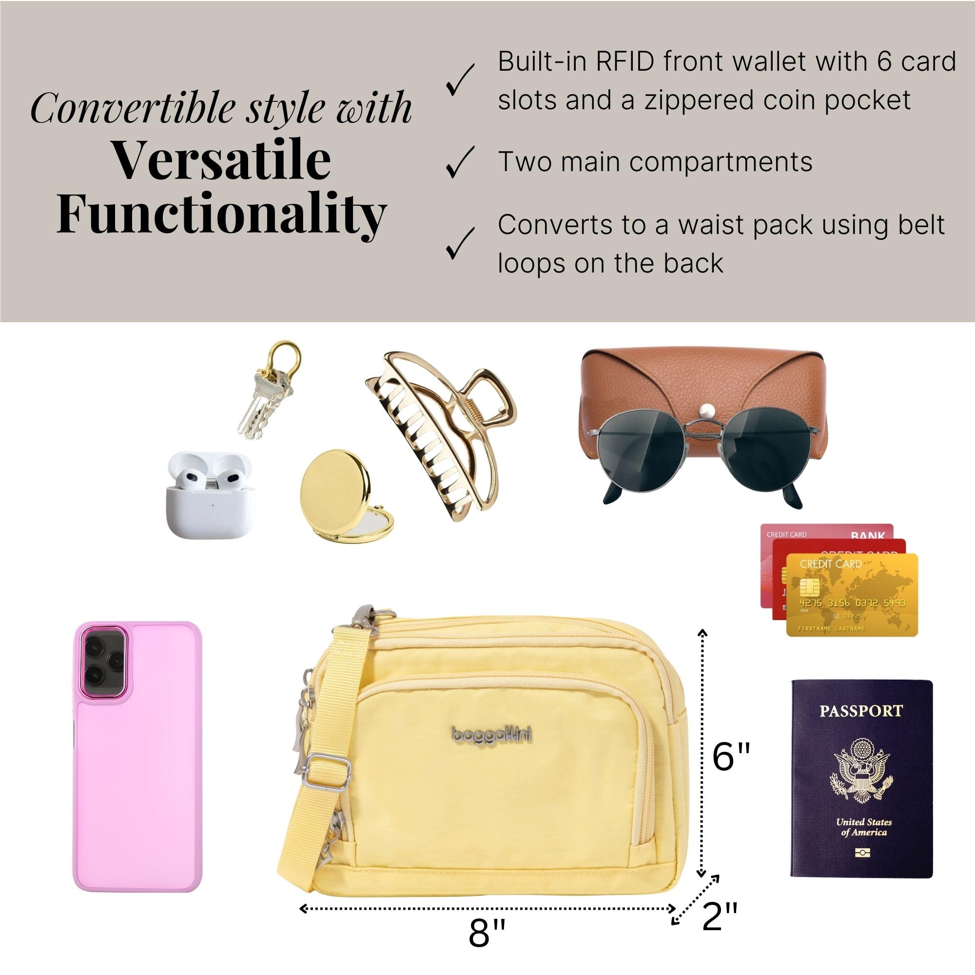 Baggallini Triple Zip with Front Wallet/Trifecta RFID Wallet Crossbody - Image 4