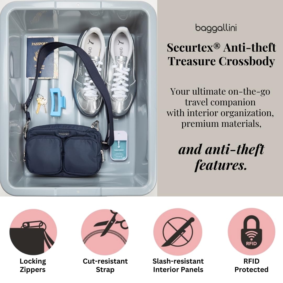 Baggallini Women's Baggallini Securtex® Anti-theft Treasure Crossbody 9"x5.5" Lightweight Travel Purse With Rfid Card Slots Locking Zippers - Image 3