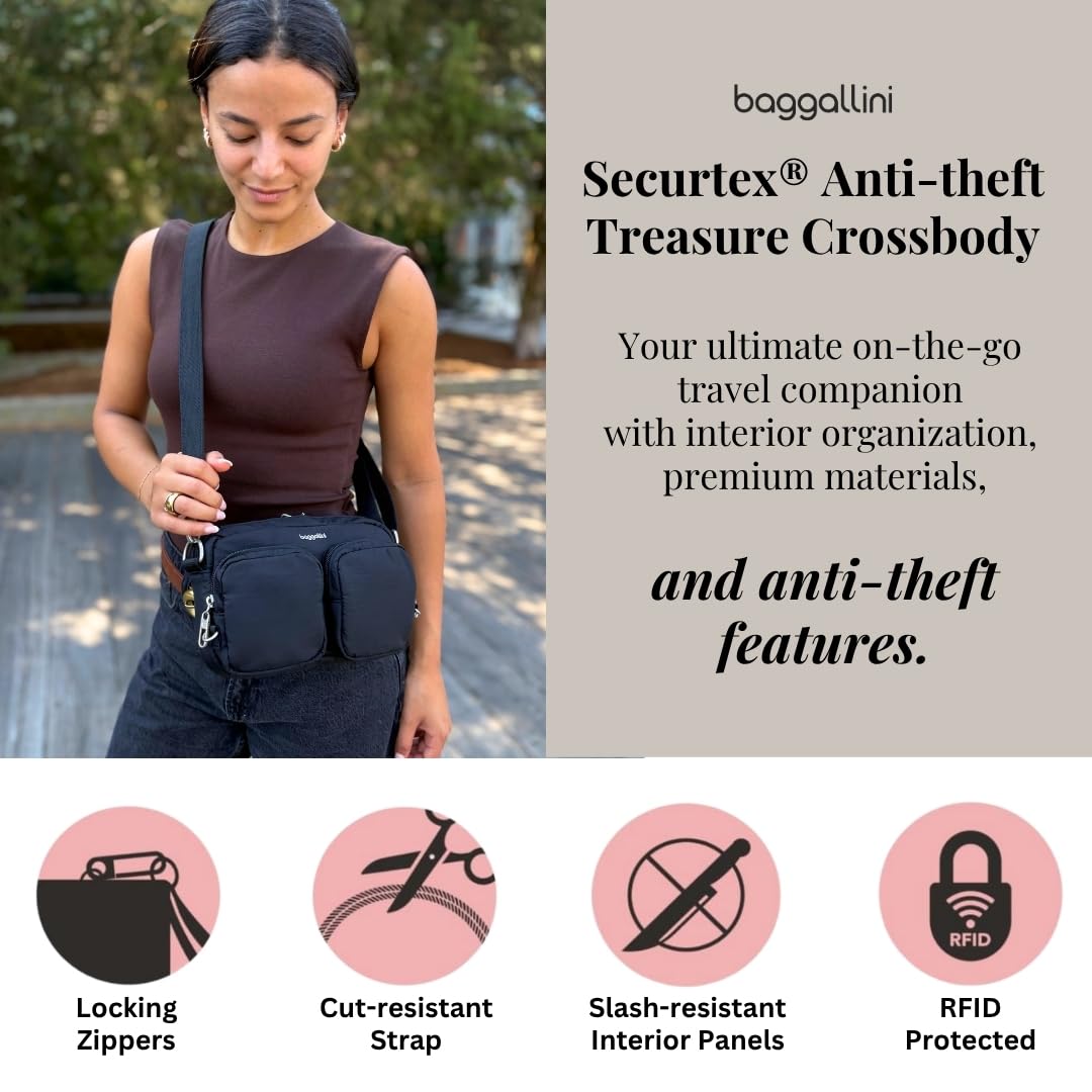 Baggallini Women's Baggallini Securtex® Anti-theft Treasure Crossbody 9"x5.5" Lightweight Travel Purse With Rfid Card Slots Locking Zippers - Image 2