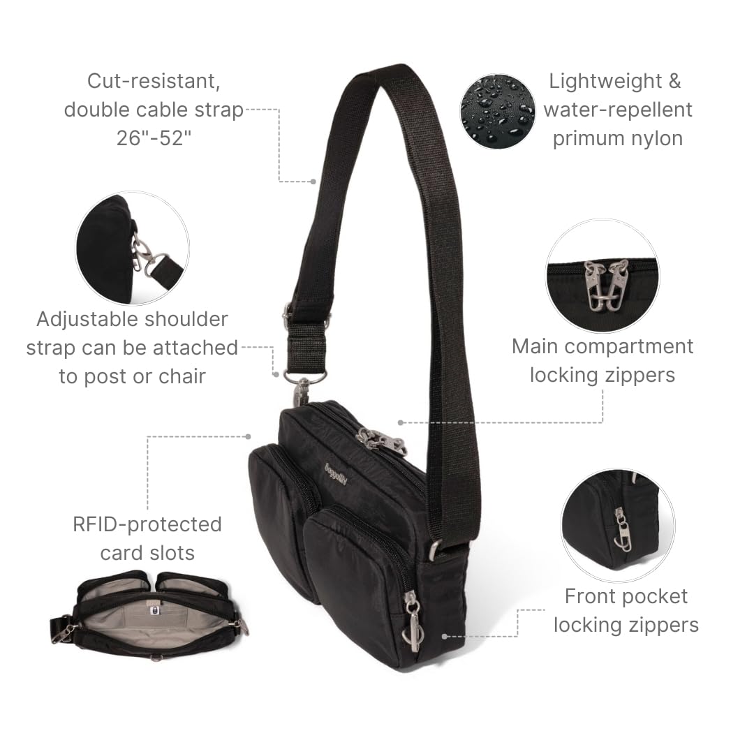 Baggallini Women's Baggallini Securtex® Anti-theft Treasure Crossbody 9"x5.5" Lightweight Travel Purse With Rfid Card Slots Locking Zippers - Image 3