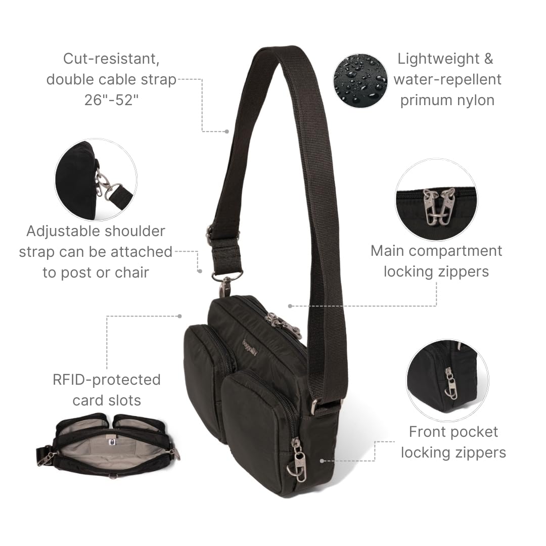 Baggallini Women's Baggallini Securtex® Anti-theft Treasure Crossbody 9"x5.5" Lightweight Travel Purse With Rfid Card Slots Locking Zippers - Image 4
