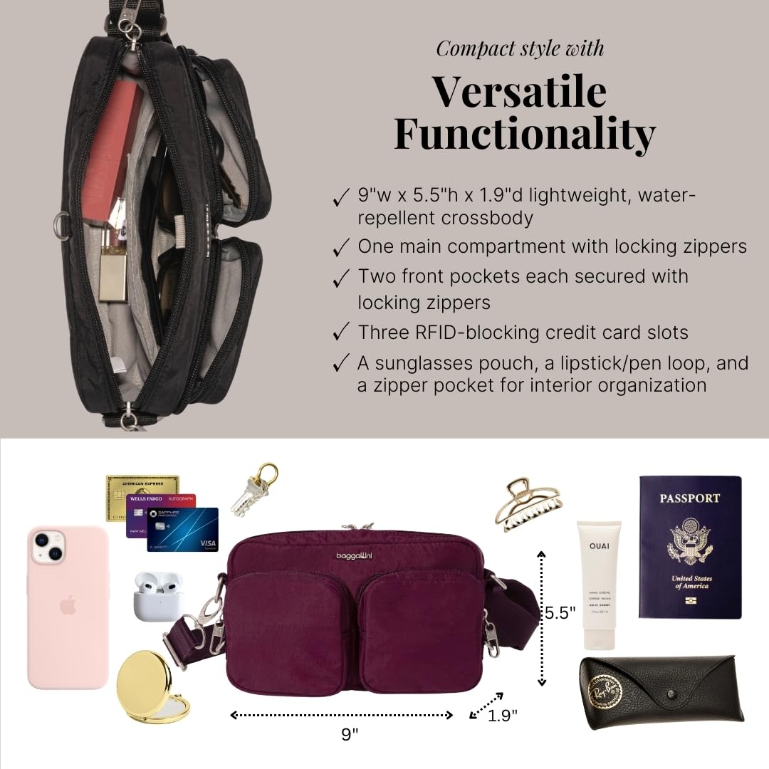 Baggallini Women's Baggallini Securtex® Anti-theft Treasure Crossbody 9"x5.5" Lightweight Travel Purse With Rfid Card Slots Locking Zippers - Image 4