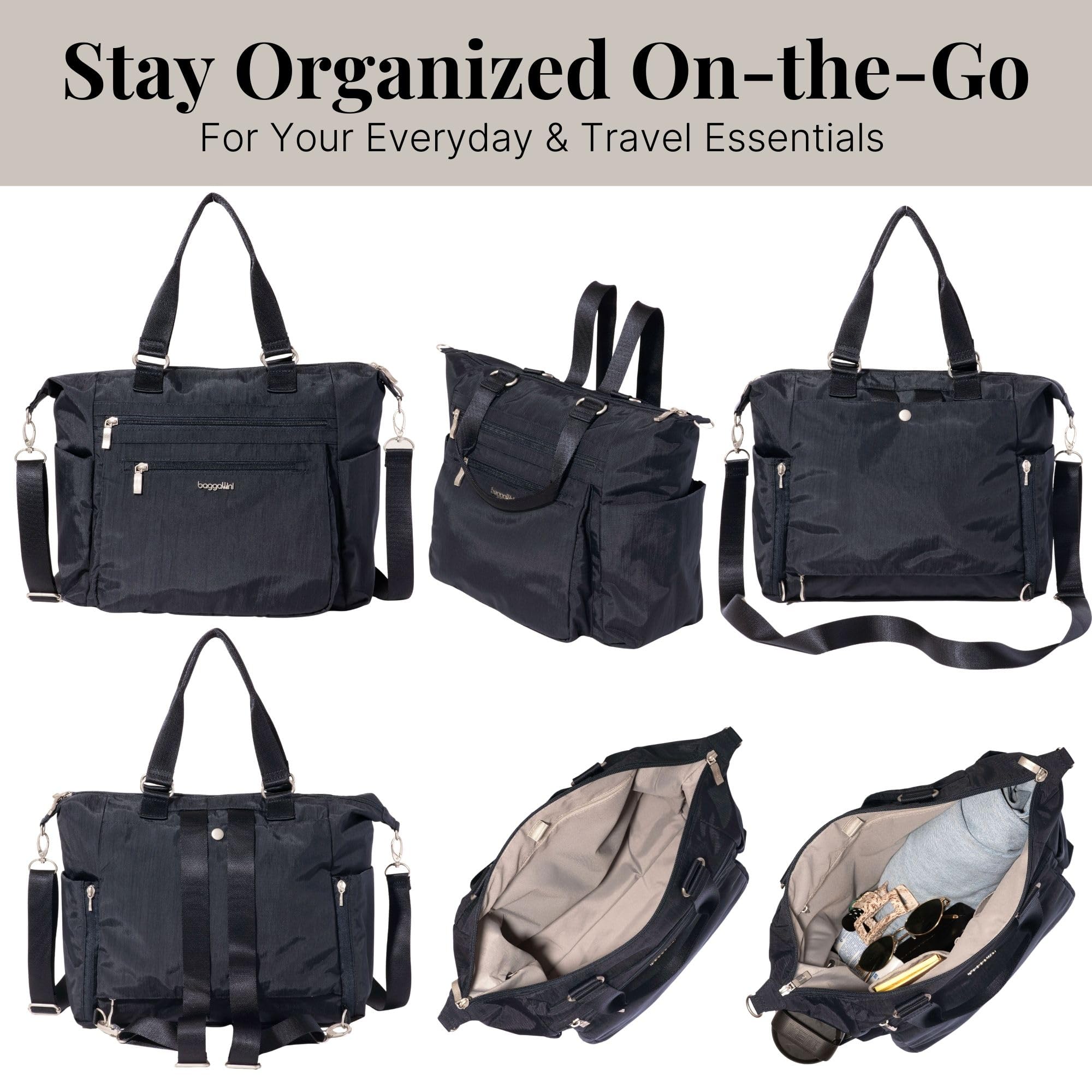 Baggallini Women's Baggallini Trifecta Convertible Backpack Crossbody Tote Bag - 11x12" Lightweight Travel Bag W/Rfid Phone Wristlet - Image 6