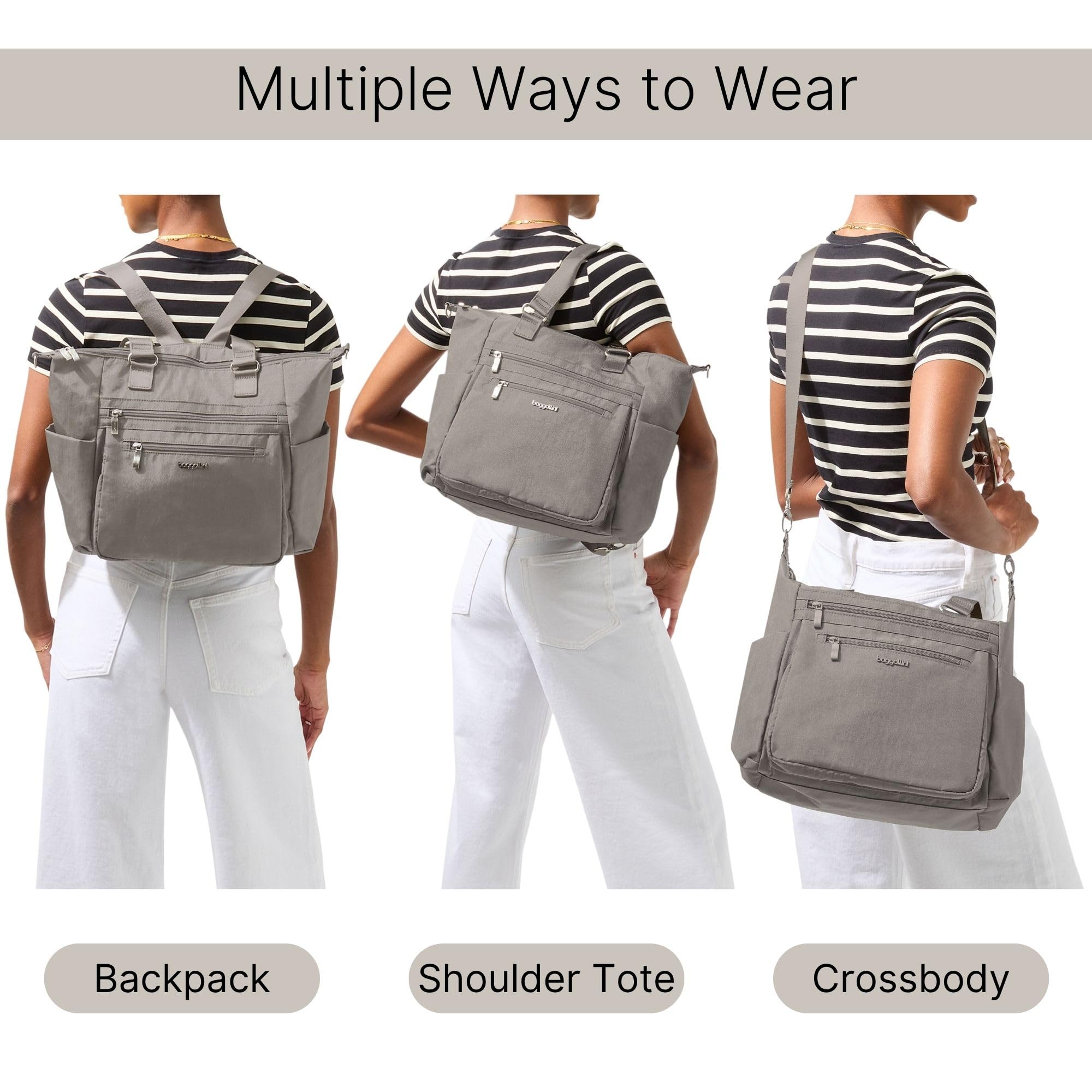 Baggallini Women's Baggallini Trifecta Convertible Backpack Crossbody Tote Bag - 11x12" Lightweight Travel Bag W/Rfid Phone Wristlet - Image 5